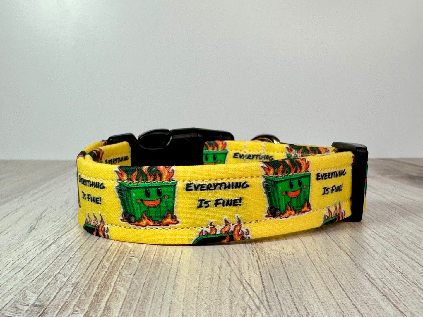 Dumpster Fire dog collar, handmade side release adjustable dog collar.
