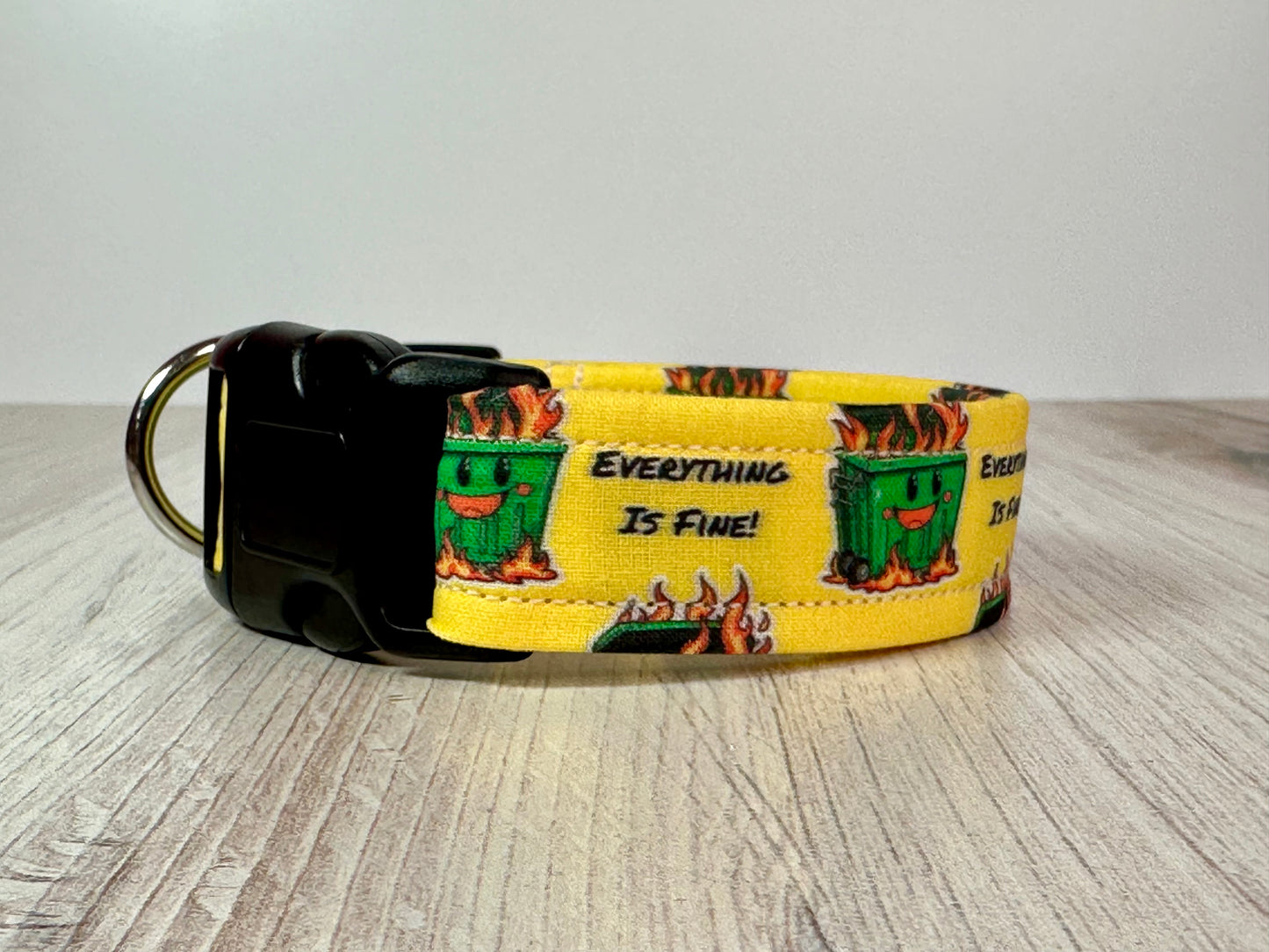Dumpster Fire dog collar, handmade side release adjustable dog collar.