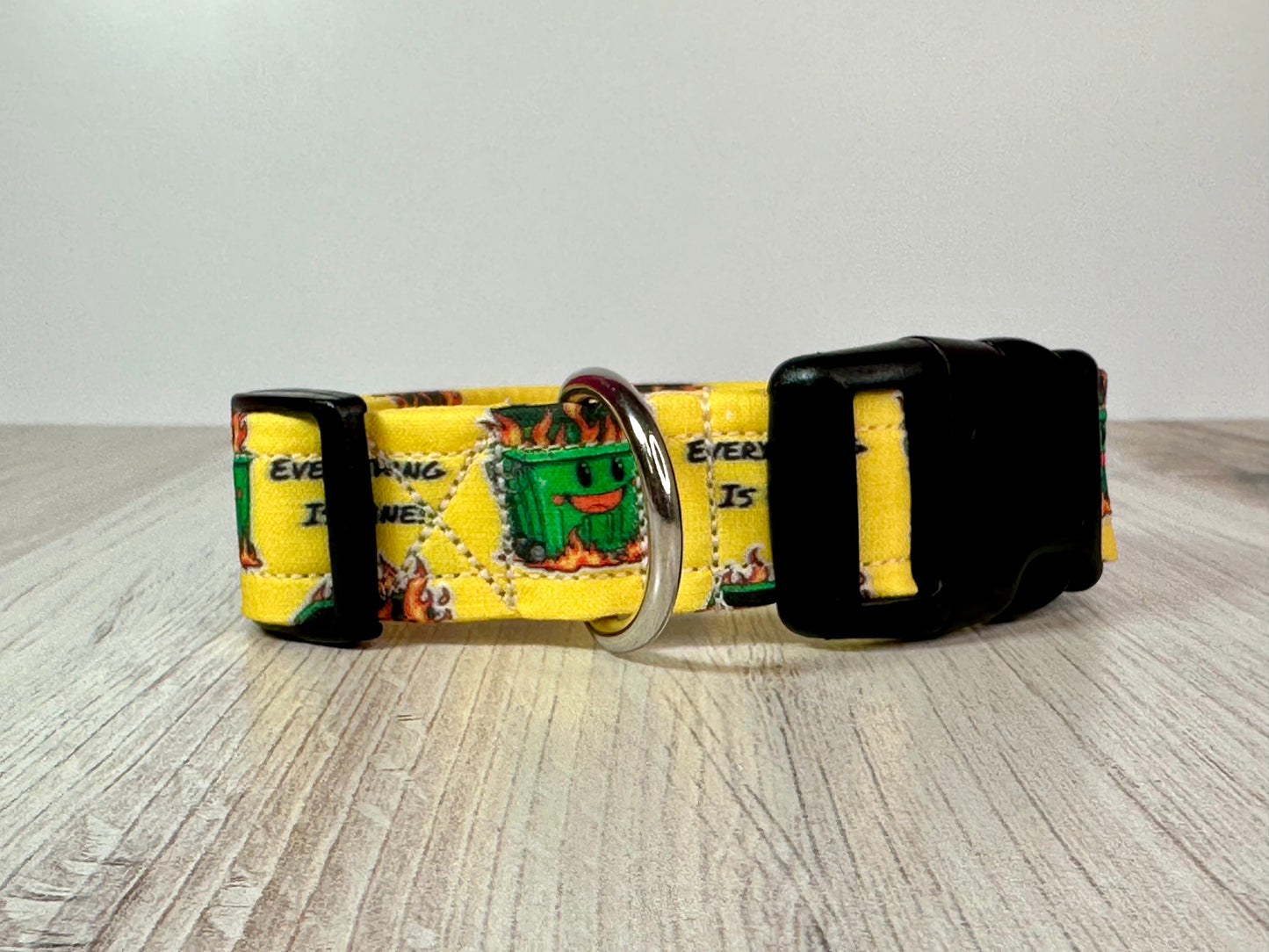 Dumpster Fire dog collar, handmade side release adjustable dog collar.