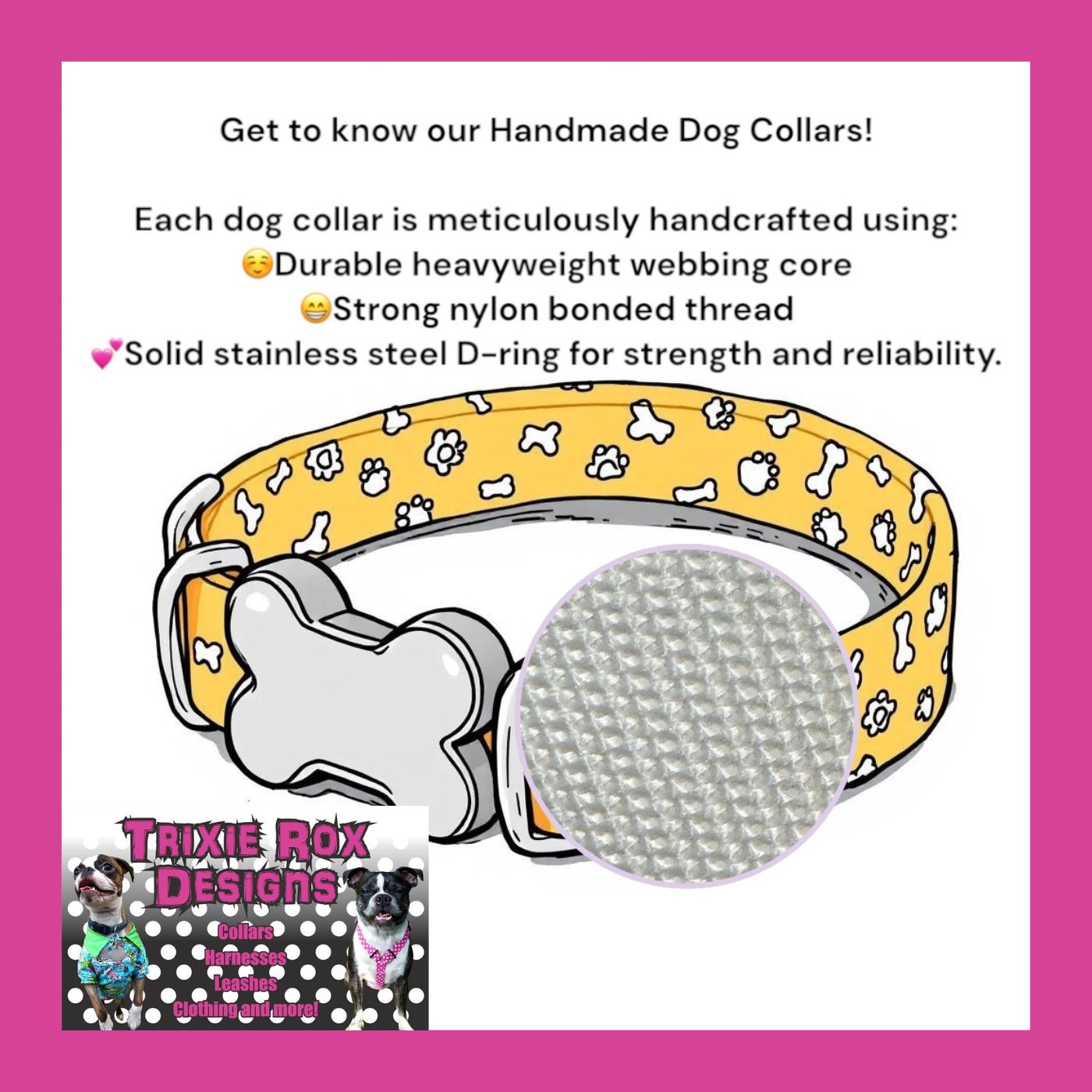 Big Dog Energy Dog Collar β Funny Handmade Pet Collar with Heavy-Duty Webbing & Stainless Steel Hardware