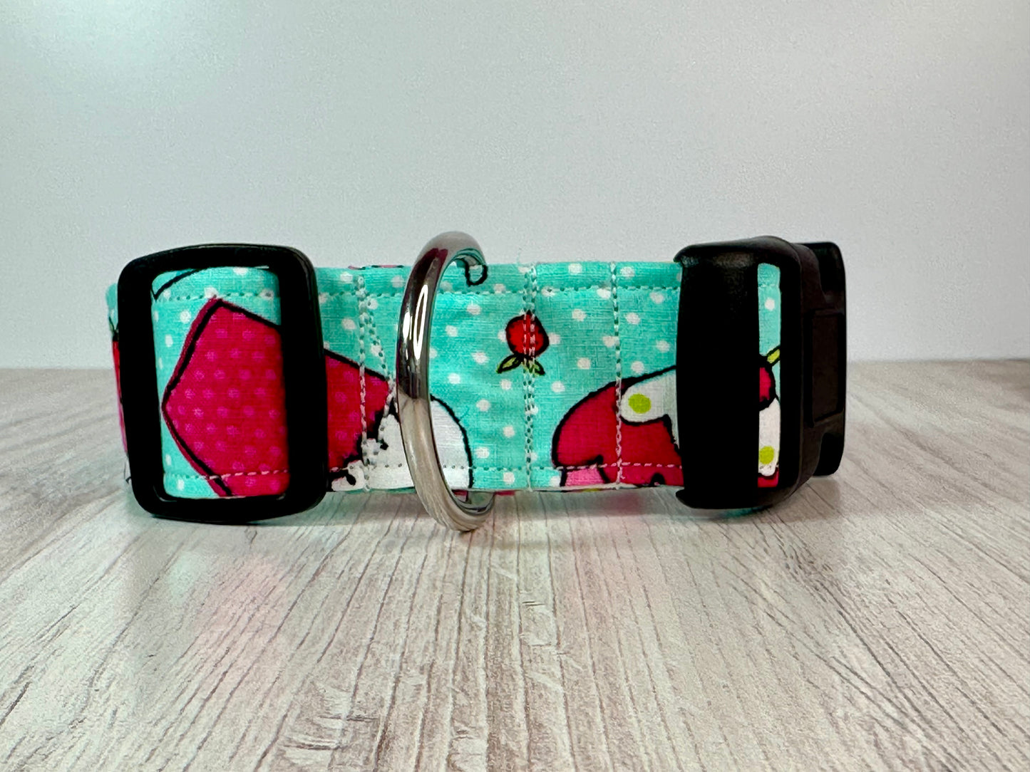 Cupcake dog collar, handmade side release adjustable collar