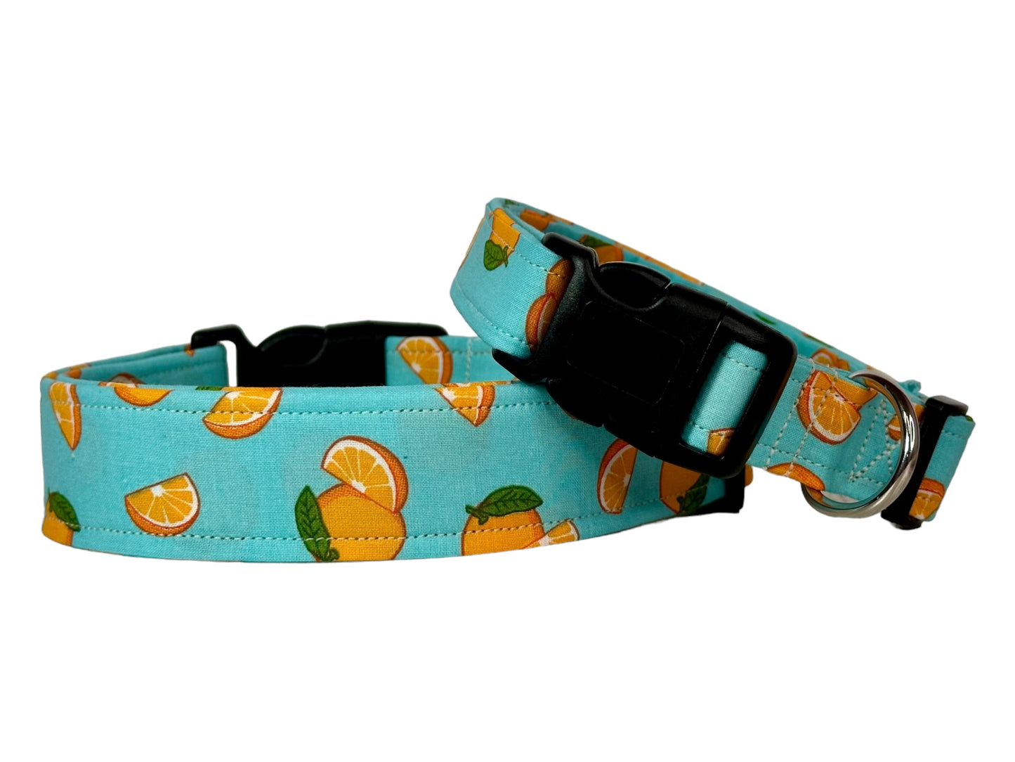 Orange fruit dog collar, handmade side release adjustable dog collar