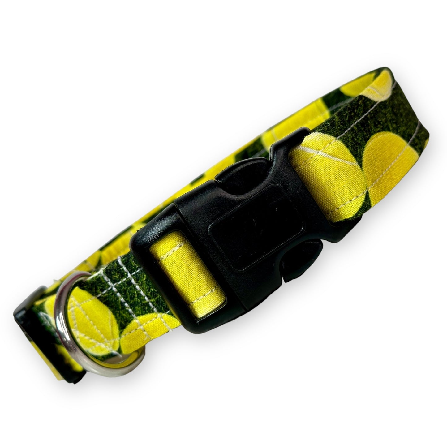 Tennis Ball Dog collar, handmade dog collar, side release, adjustable, and washable