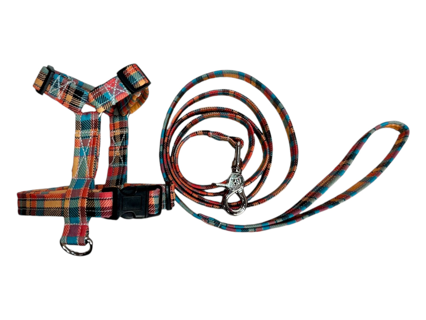 Plaid Dog harness, Standard roman harness or Step in harness. With or without matching leash