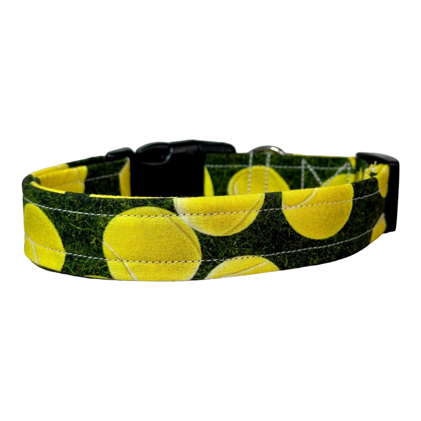 Tennis Ball Dog collar, handmade dog collar, side release, adjustable, and washable
