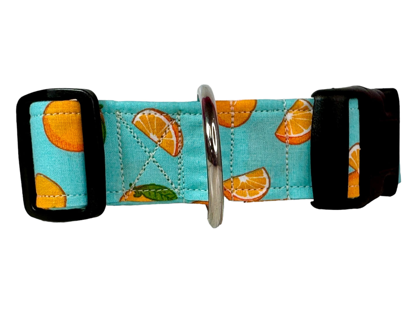 Orange fruit dog collar, handmade side release adjustable dog collar