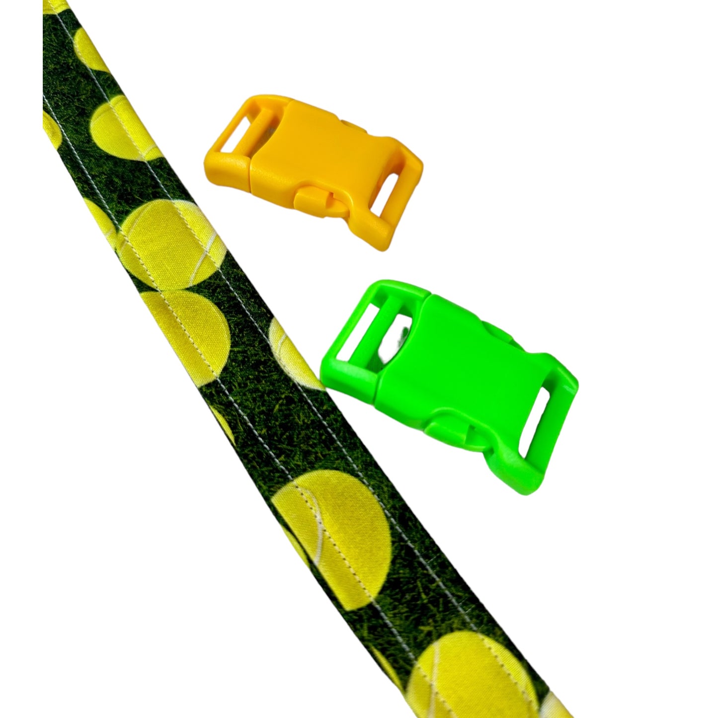Tennis Ball Dog collar, handmade dog collar, side release, adjustable, and washable