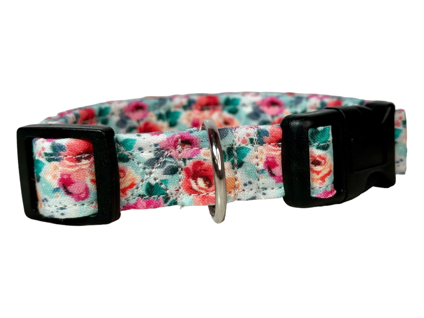 Pastel Floral dog collar, handmade side release adjustable dog collar