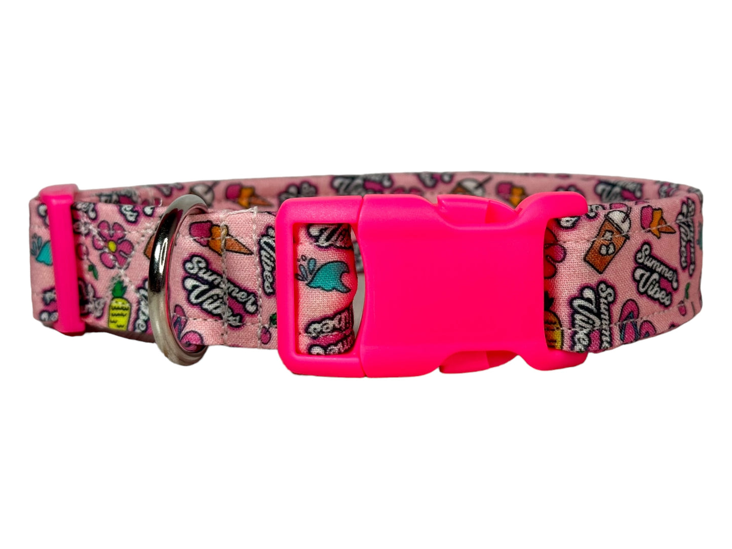 Summer Vibes Dog collar, handmade side release adjustable collar
