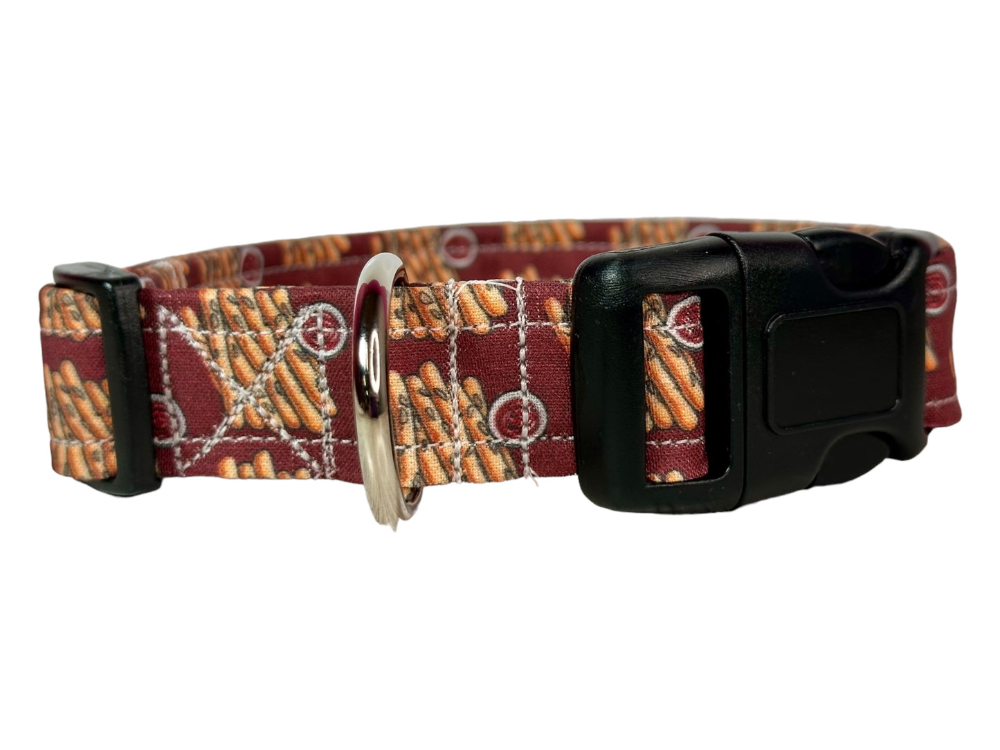 Bread stick dog collar, handmade adjustable side release