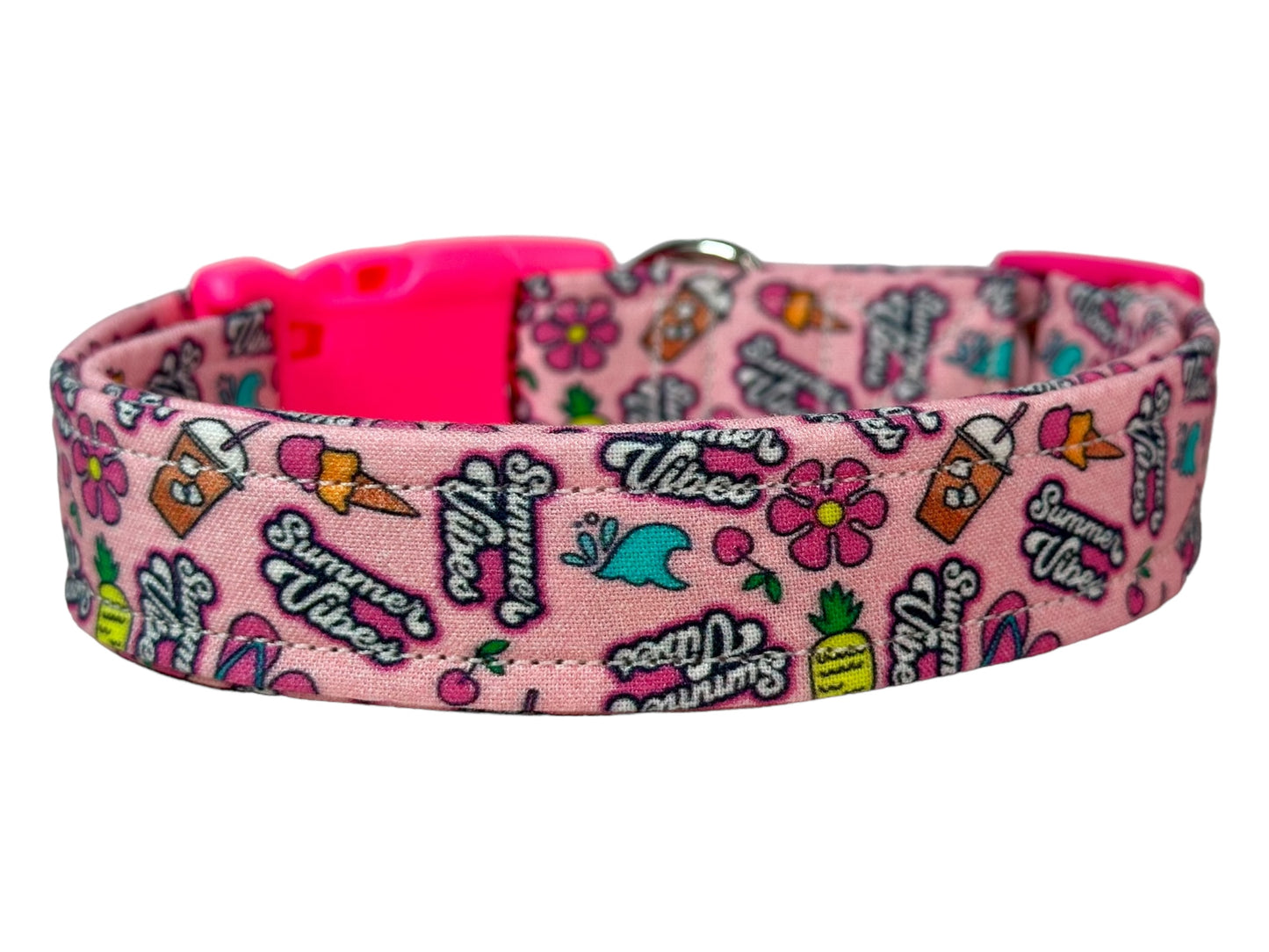Summer Vibes Dog collar, handmade side release adjustable collar