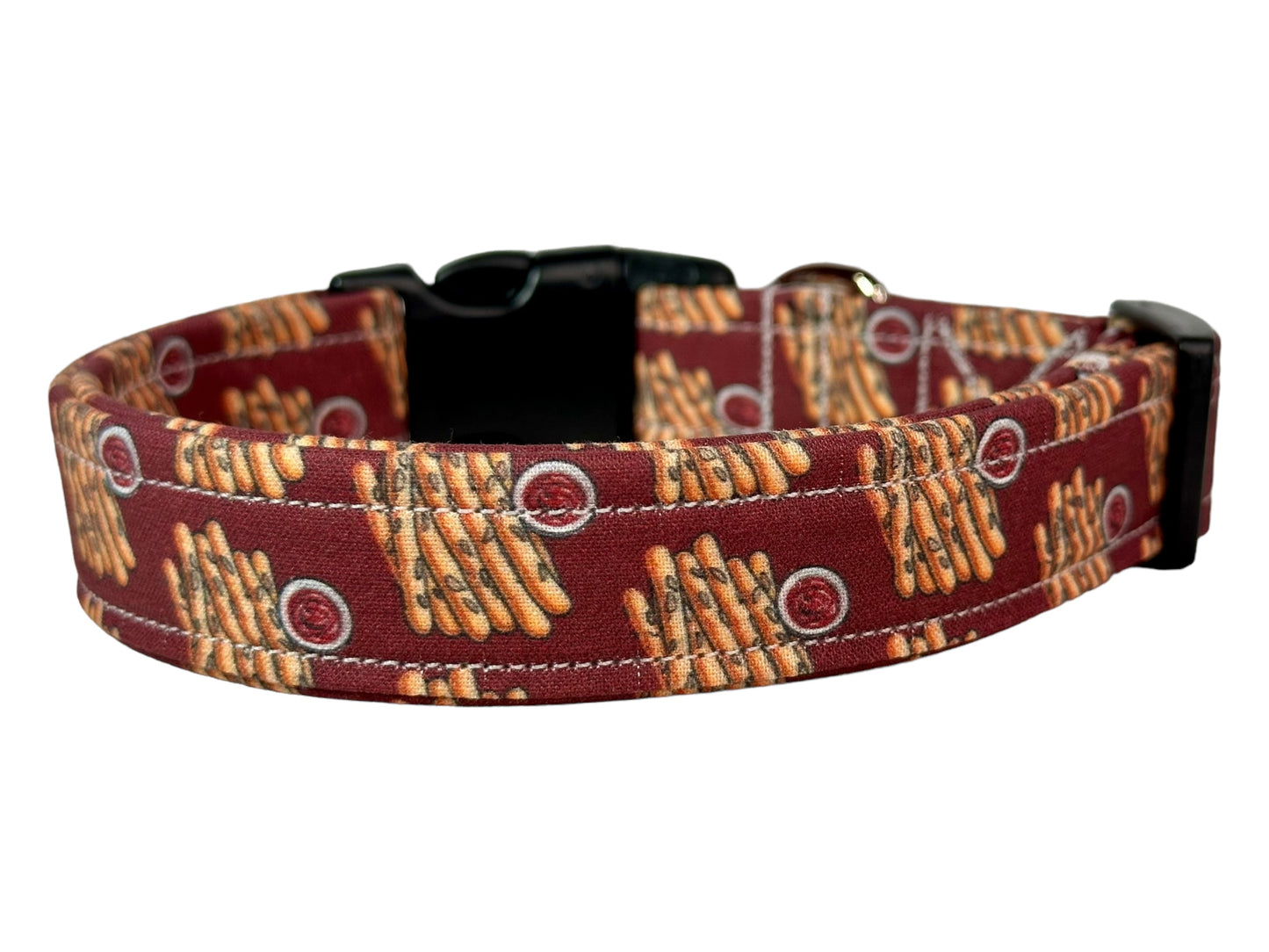 Bread stick dog collar, handmade adjustable side release