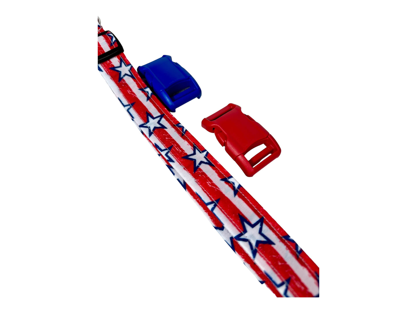 Stars and Stripes dog collar, handmade side release adjustable dog collar