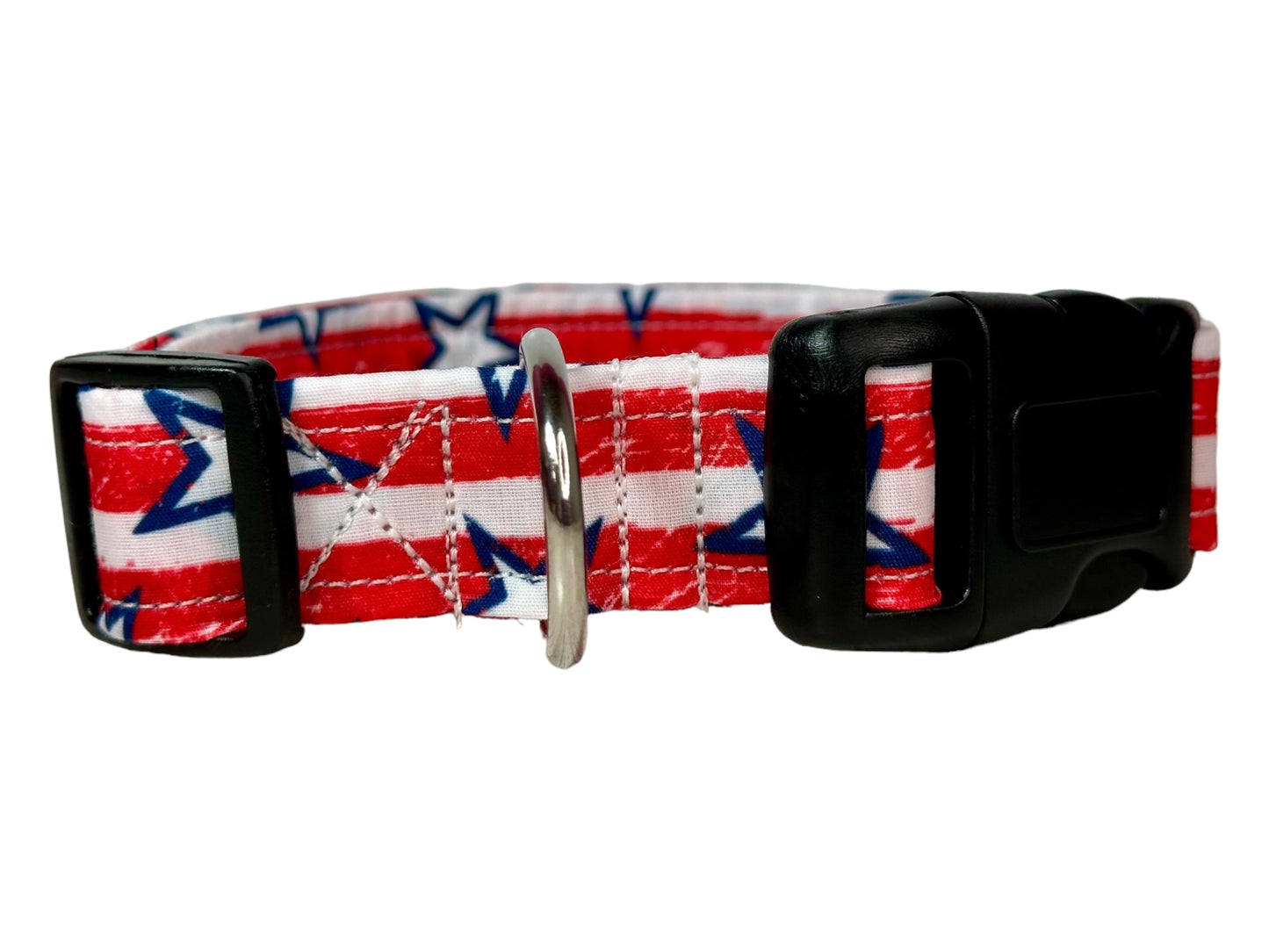 Stars and Stripes dog collar, handmade side release adjustable dog collar
