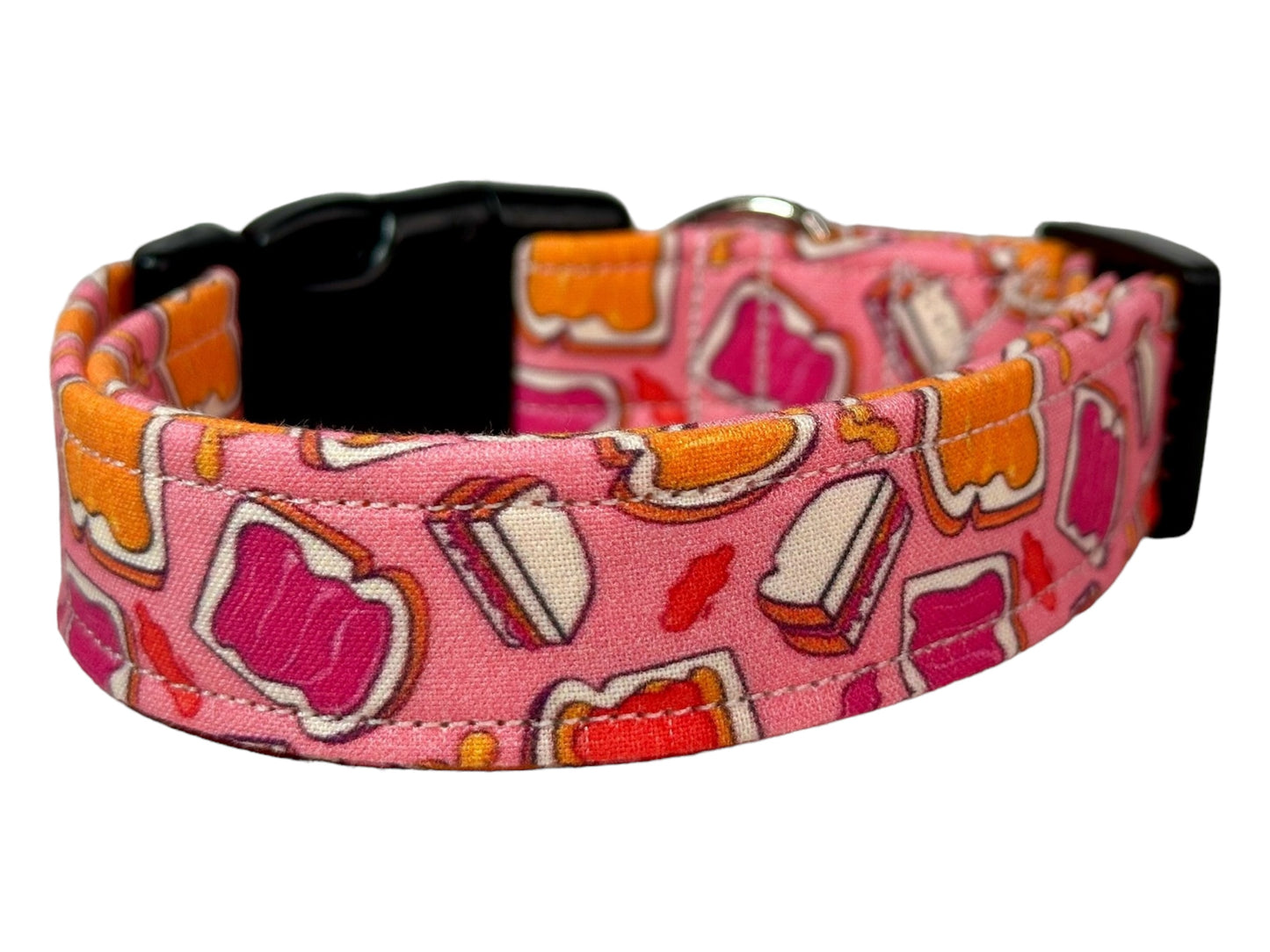 PB&J Peanut Butter and Jelly dog collar, handmade adjustable side release collar