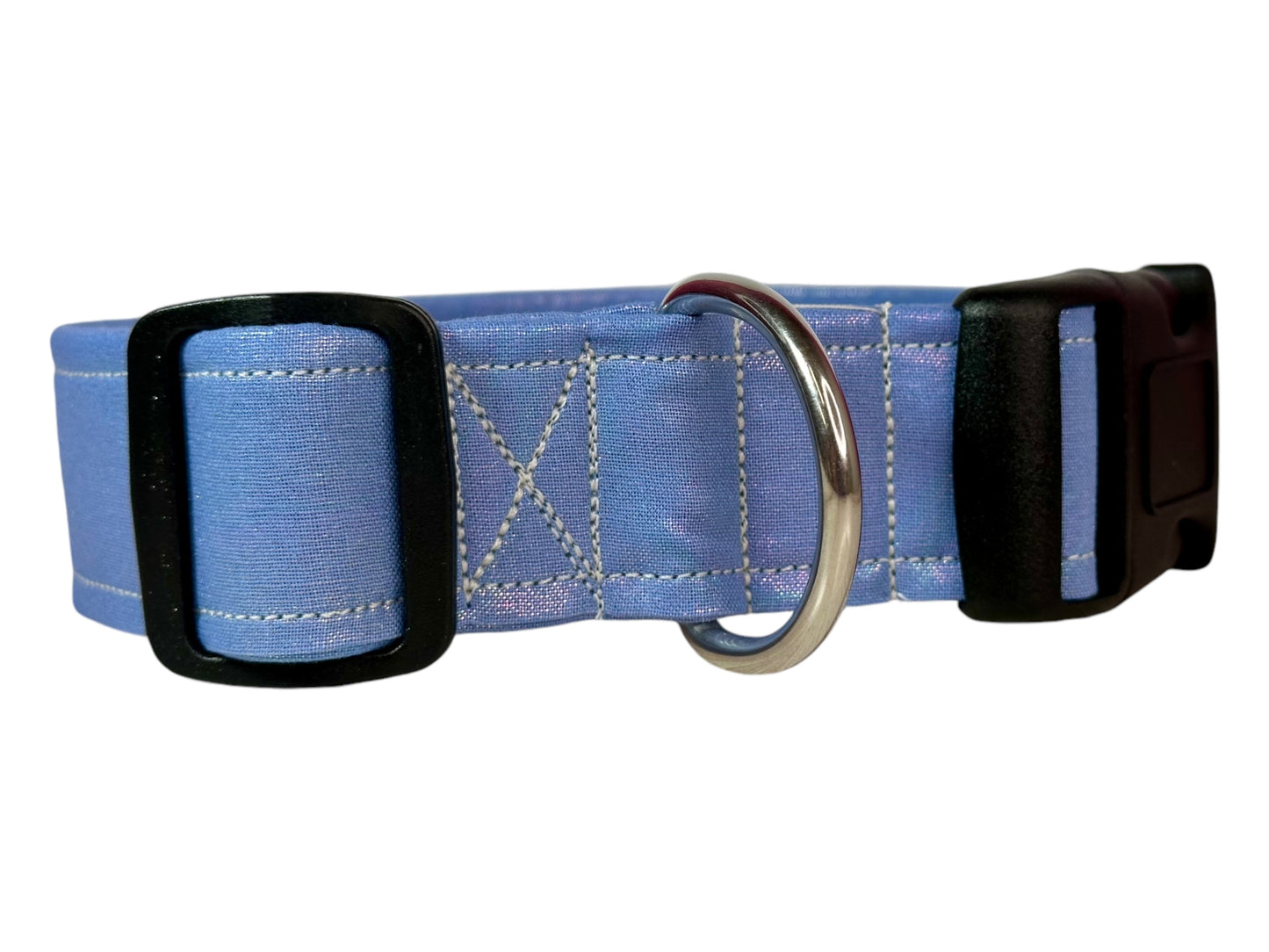 Periwinkle iridescent Dog collar, handmade side release dog collar