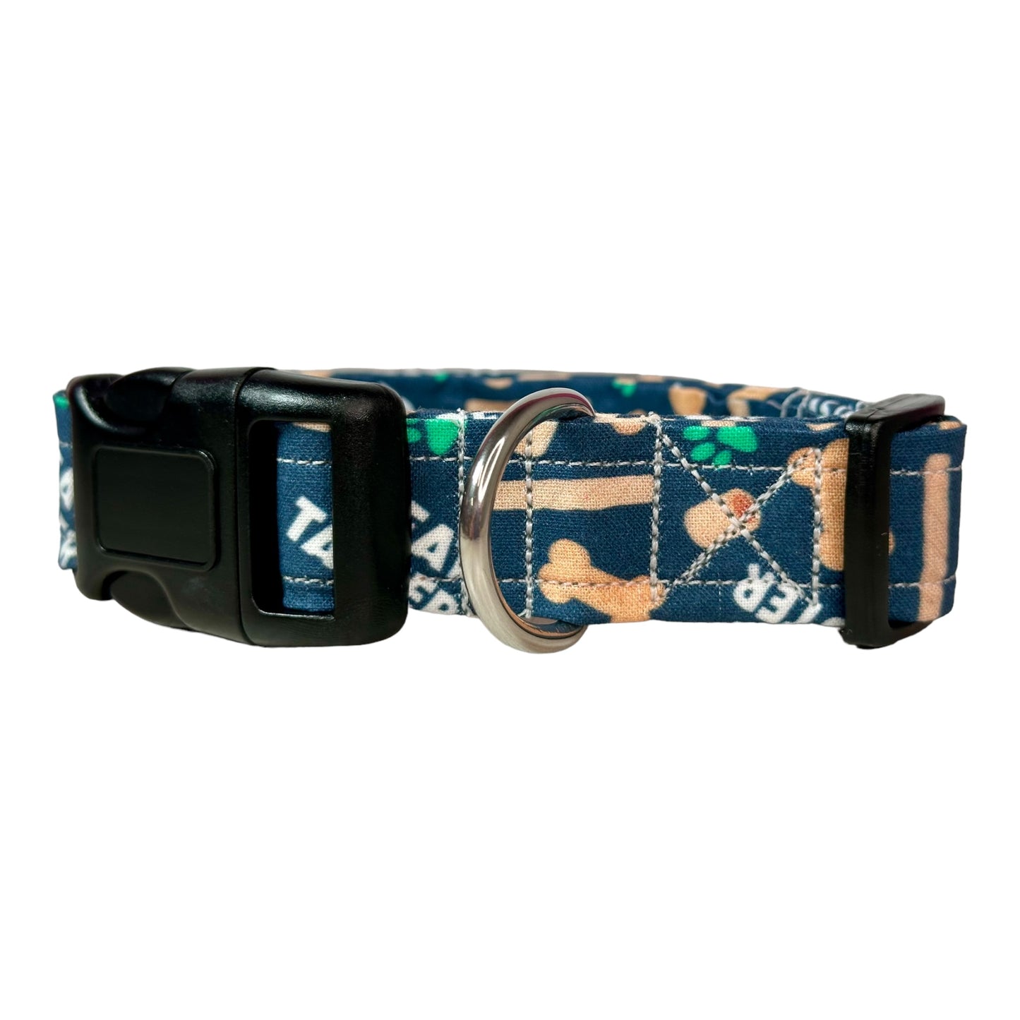Treat Taster Dog collar, handmade side release dog collar, adjustable and washable (Green Paws Treat Taster)