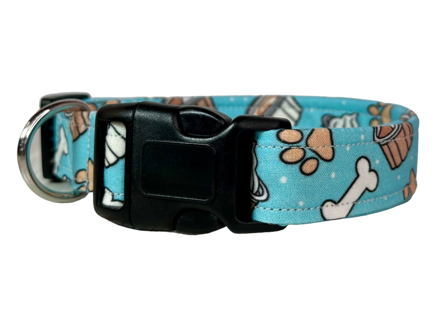Pup cup dog collar, handmade side release dog collar (Light Blue)