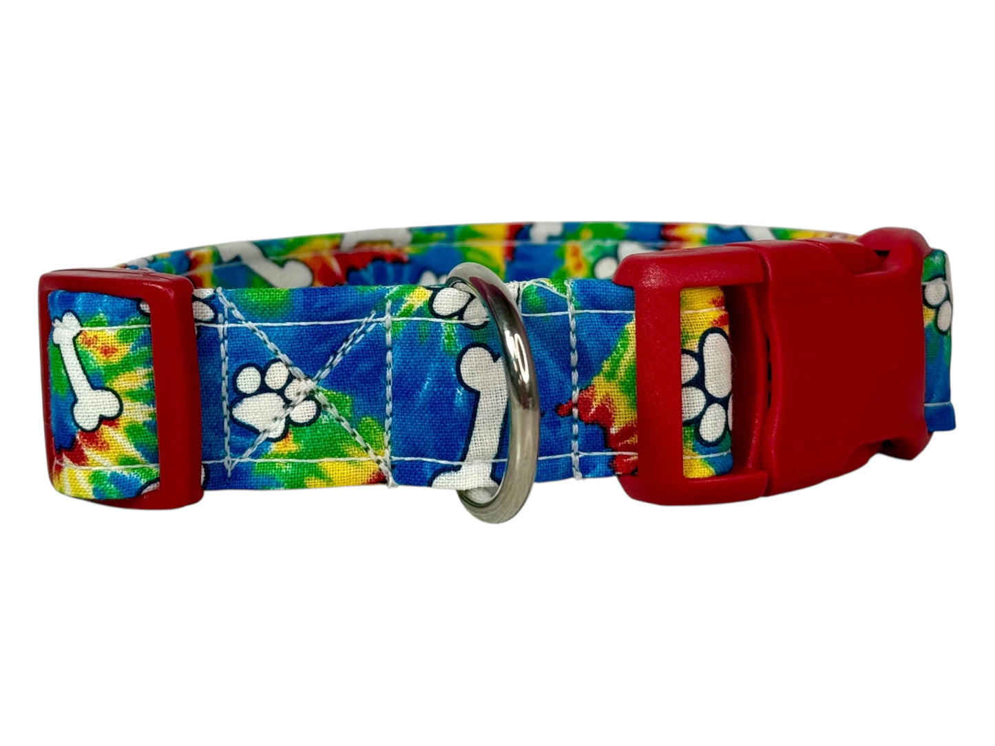 Tie Dye Hippy Dog Collar – Tie Dye Handmade Pet Collar with Heavy-Duty Webbing & Stainless Steel Hardware