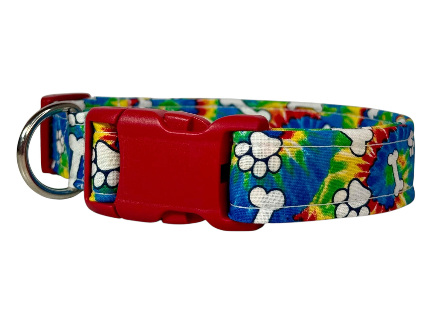 Tie Dye Hippy Dog Collar – Tie Dye Handmade Pet Collar with Heavy-Duty Webbing & Stainless Steel Hardware
