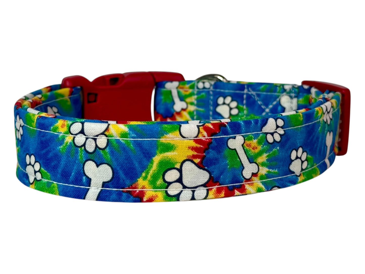 Tie Dye Hippy Dog Collar – Tie Dye Handmade Pet Collar with Heavy-Duty Webbing & Stainless Steel Hardware