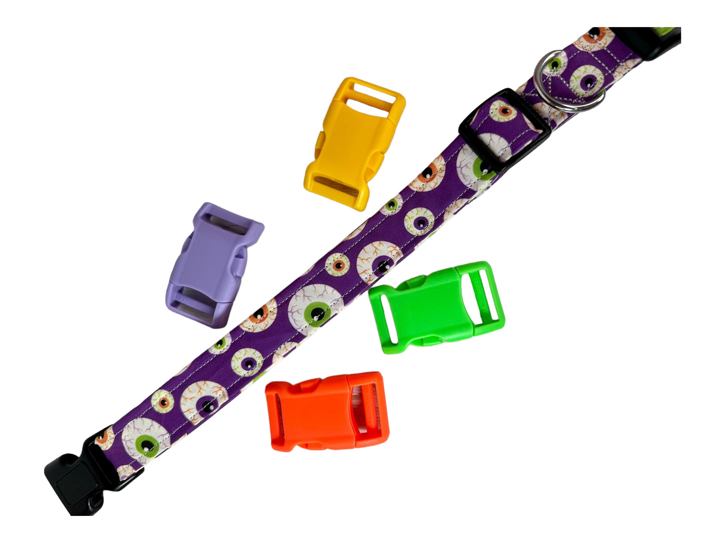 Halloween Creepy Eyes dog collar, handmade side release dog collar