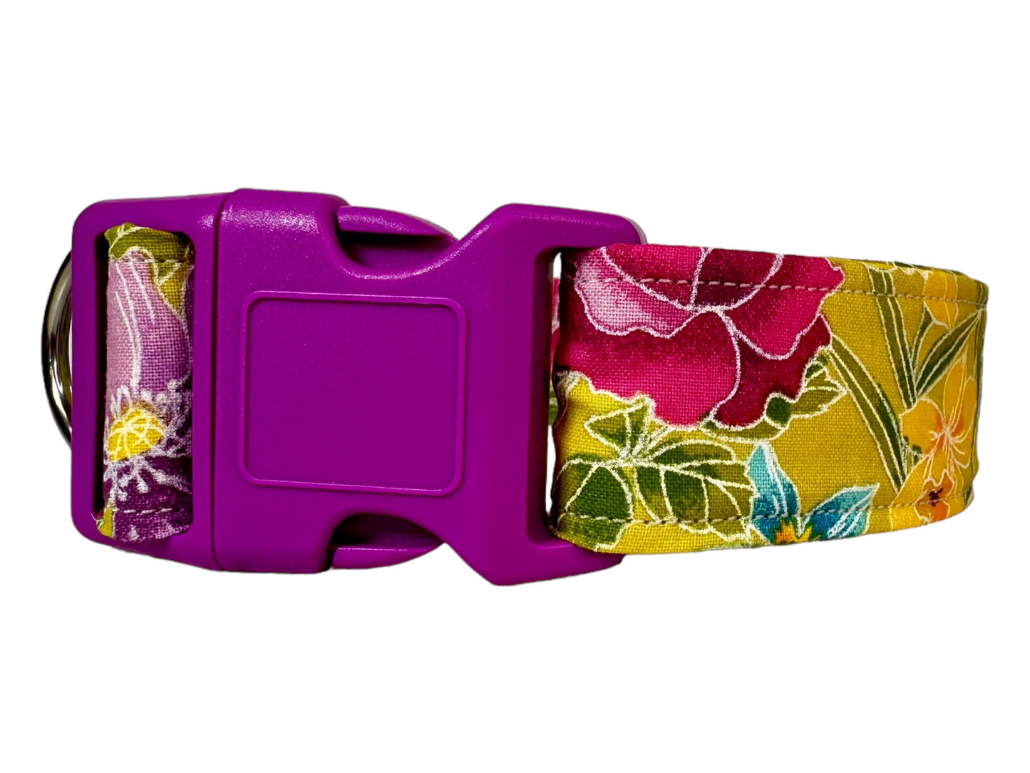 Floral dog collar, side release adjustable, handmade