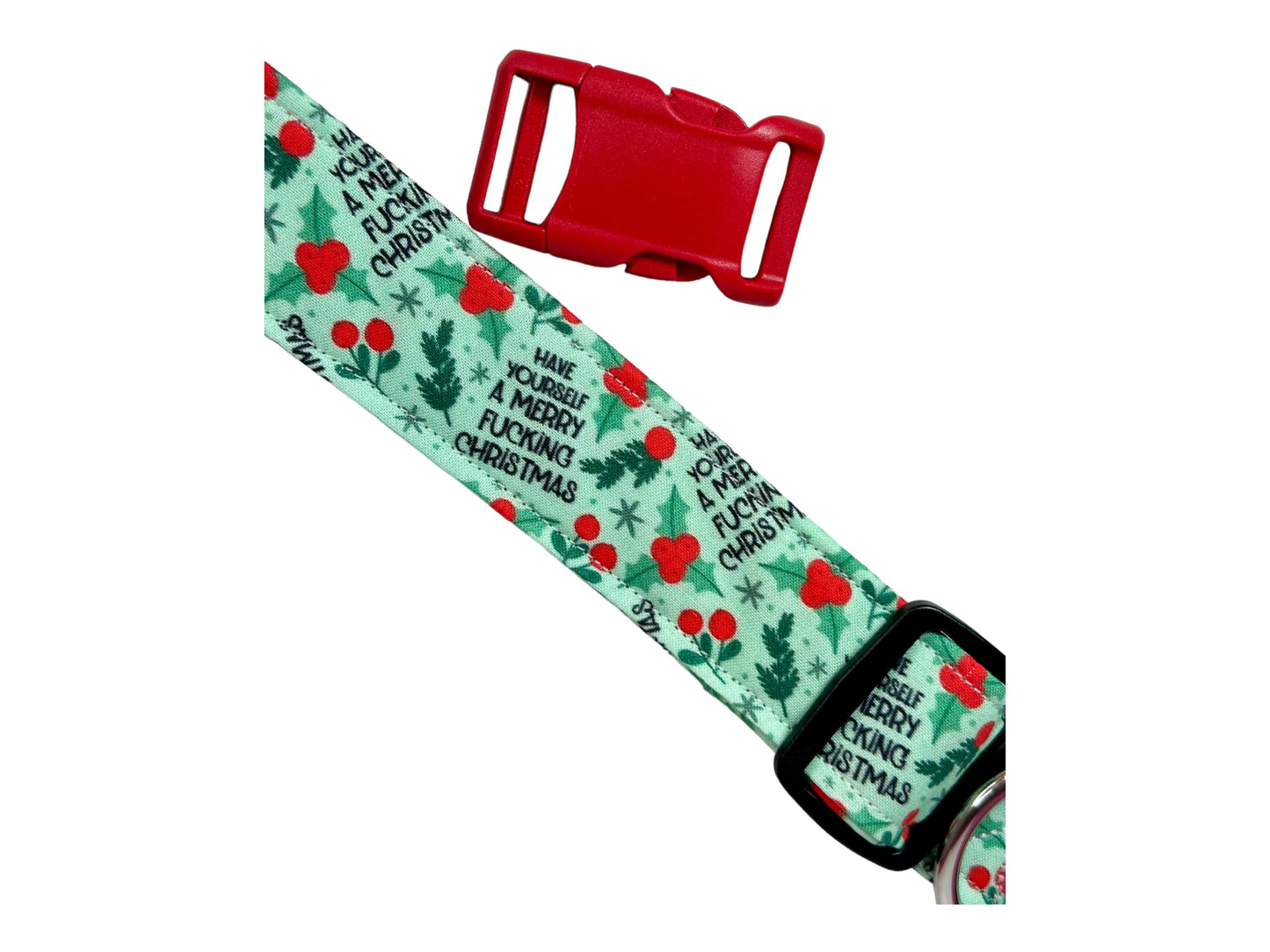 Christmas dog collar “Have yourself a Merry Fucking Christmas” Funny handmade dog collar