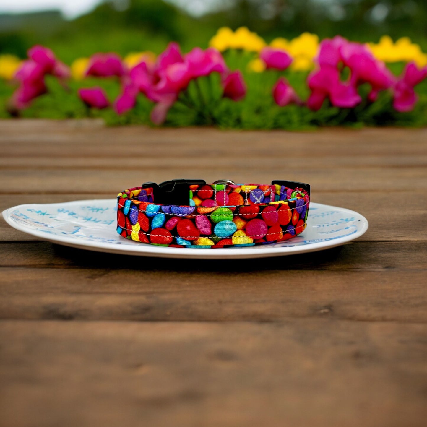 Candy dog collar, handmade adjustable side release dog collar