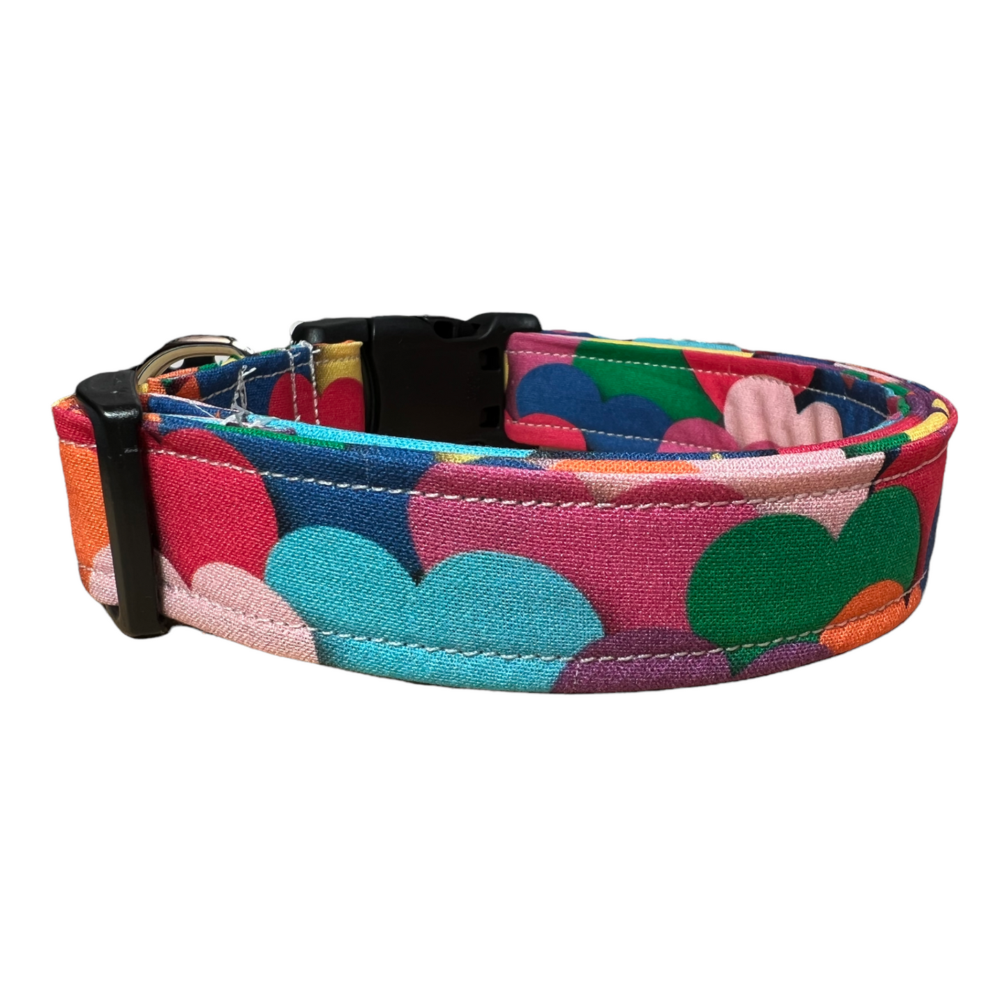 Rainbow Hearts Dog Collar, Side release adjustable, dog collar girl, dog collar boy, collars for dogs