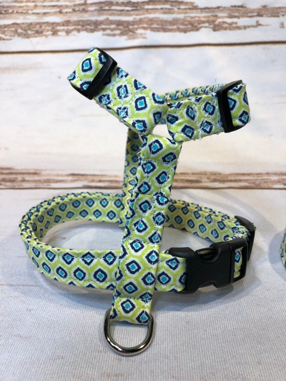 Dog harness, Harness and leash, step in harness, standard harness, leash, roman harness, dog harness set, adjustable, green,blue, geometric