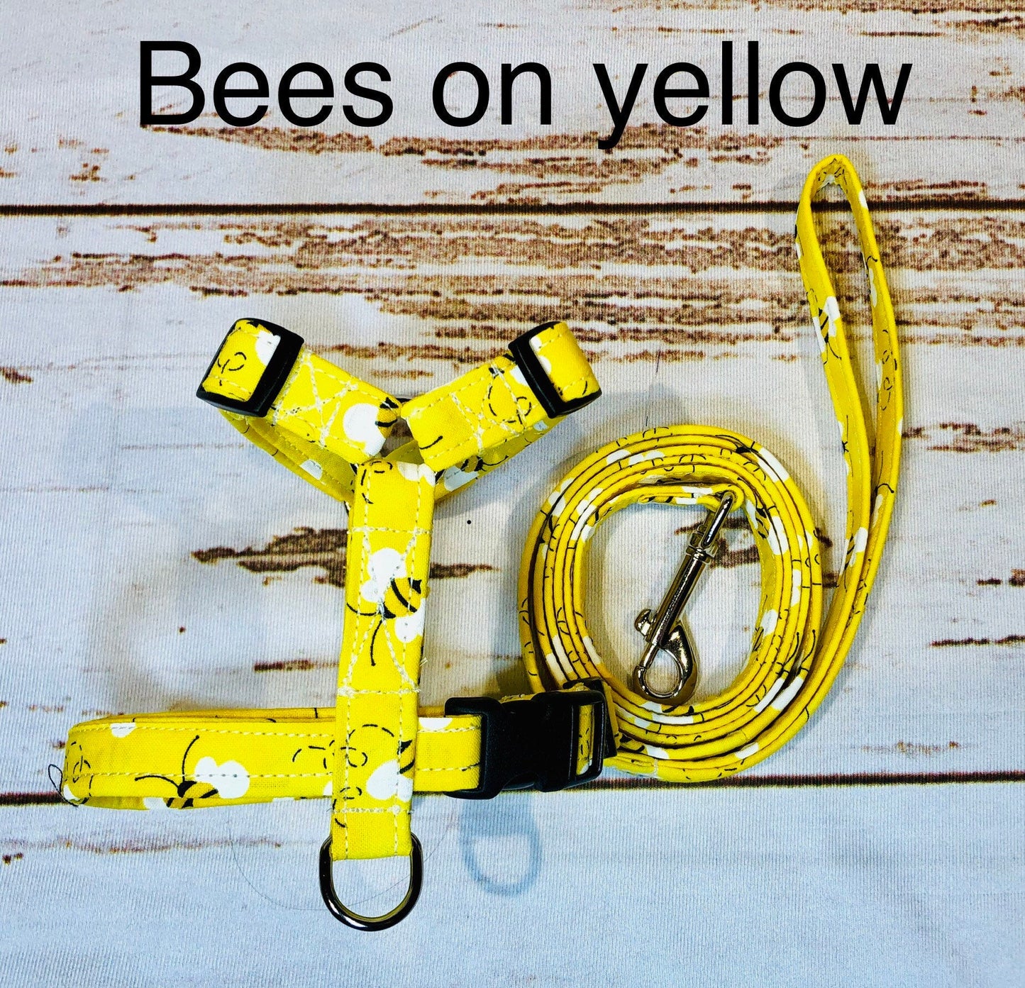 Dog harness, Harness and leash, step in harness, dog harness set, standard harness, roman dog harness, adjustable, bee dog harness, yellow