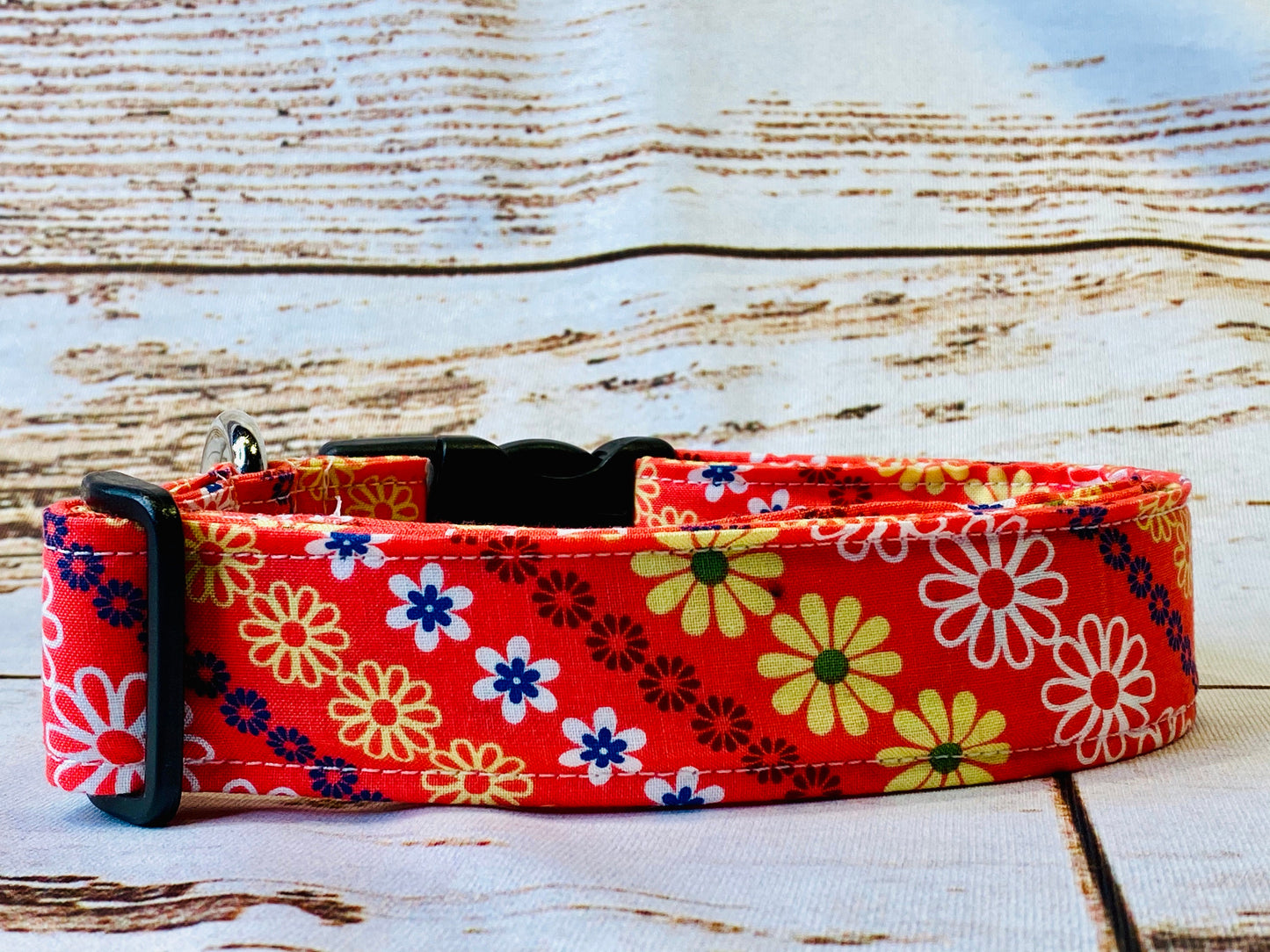 Floral dog collar, coral dog collar, adjustable collar, washable dog collar, eco friendly, side release collar, Hawaiian floral, girl dog