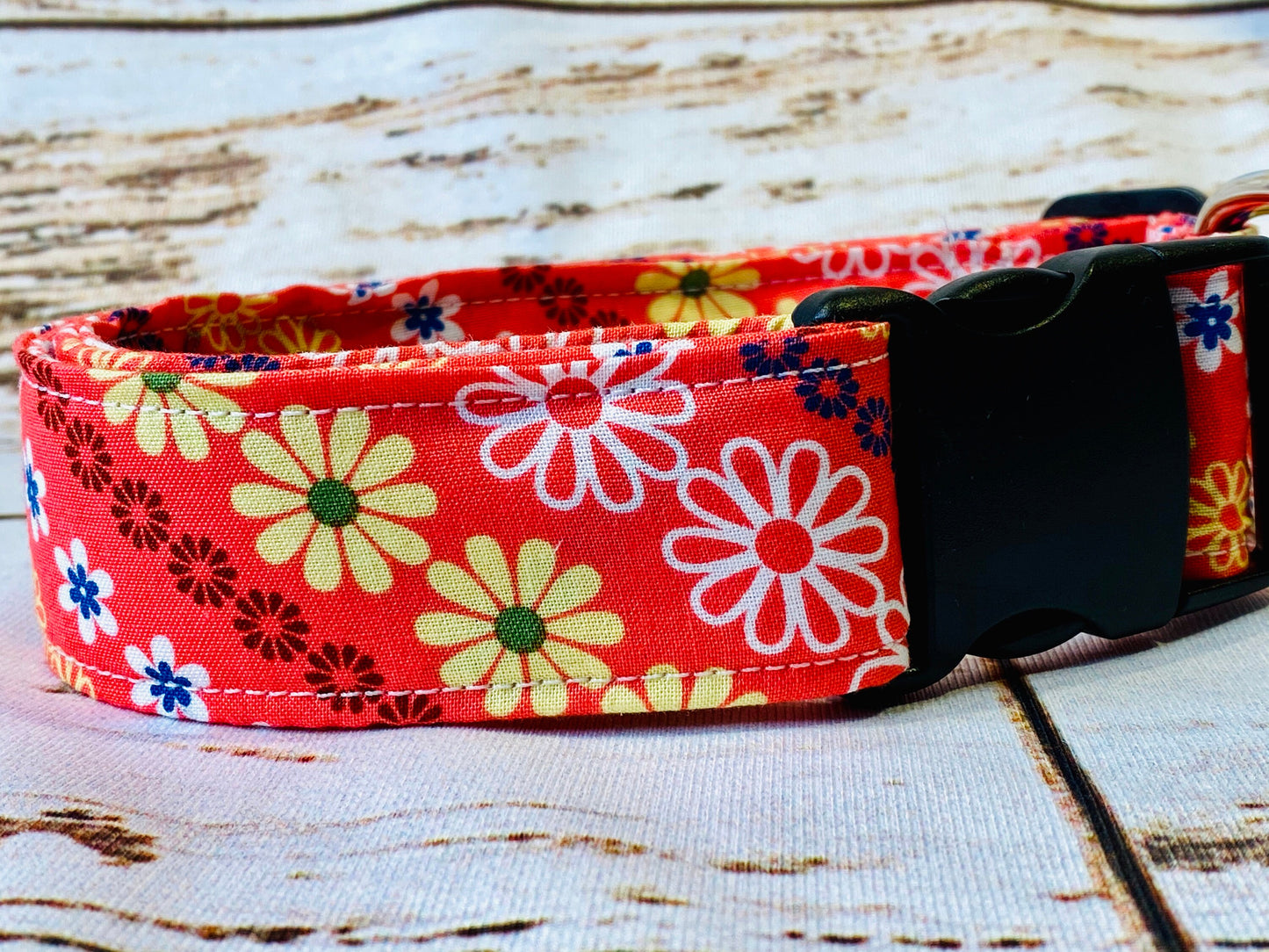 Floral dog collar, coral dog collar, adjustable collar, washable dog collar, eco friendly, side release collar, Hawaiian floral, girl dog
