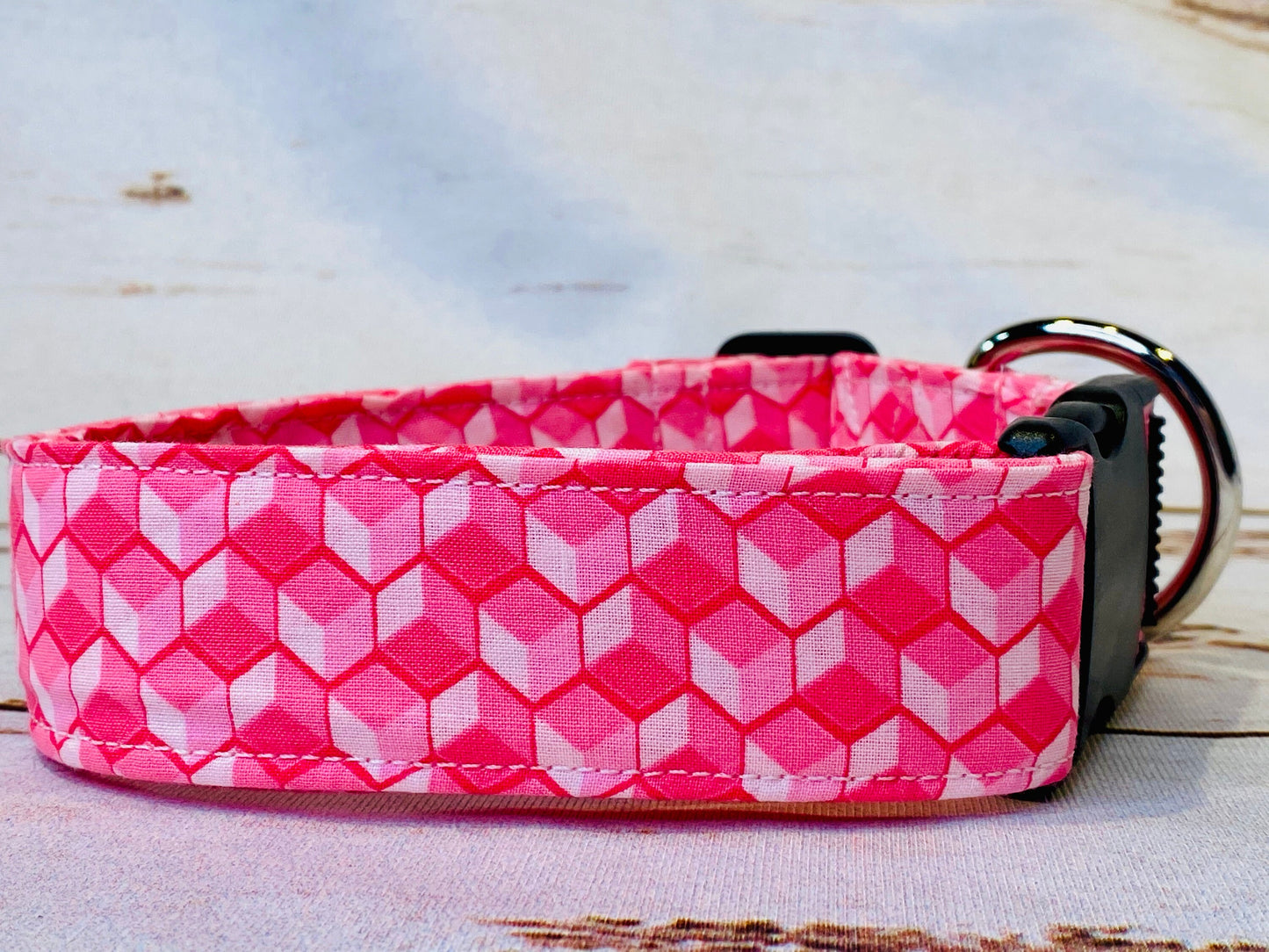 Dog Collar, Pink dog collar, Girl dog collar, fabric dog collar, side release, washable, adjustable collar, nylon collar, buckle dog collar