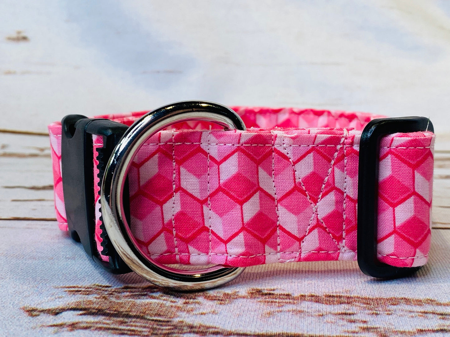 Dog Collar, Pink dog collar, Girl dog collar, fabric dog collar, side release, washable, adjustable collar, nylon collar, buckle dog collar