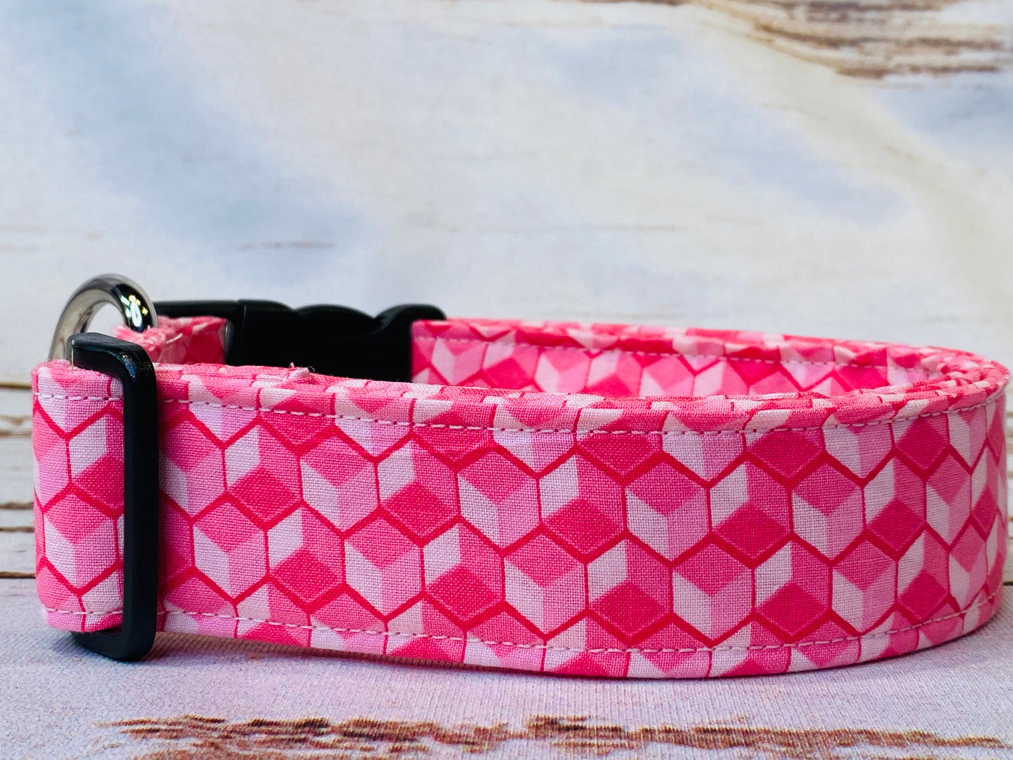 Dog Collar, Pink dog collar, Girl dog collar, fabric dog collar, side release, washable, adjustable collar, nylon collar, buckle dog collar