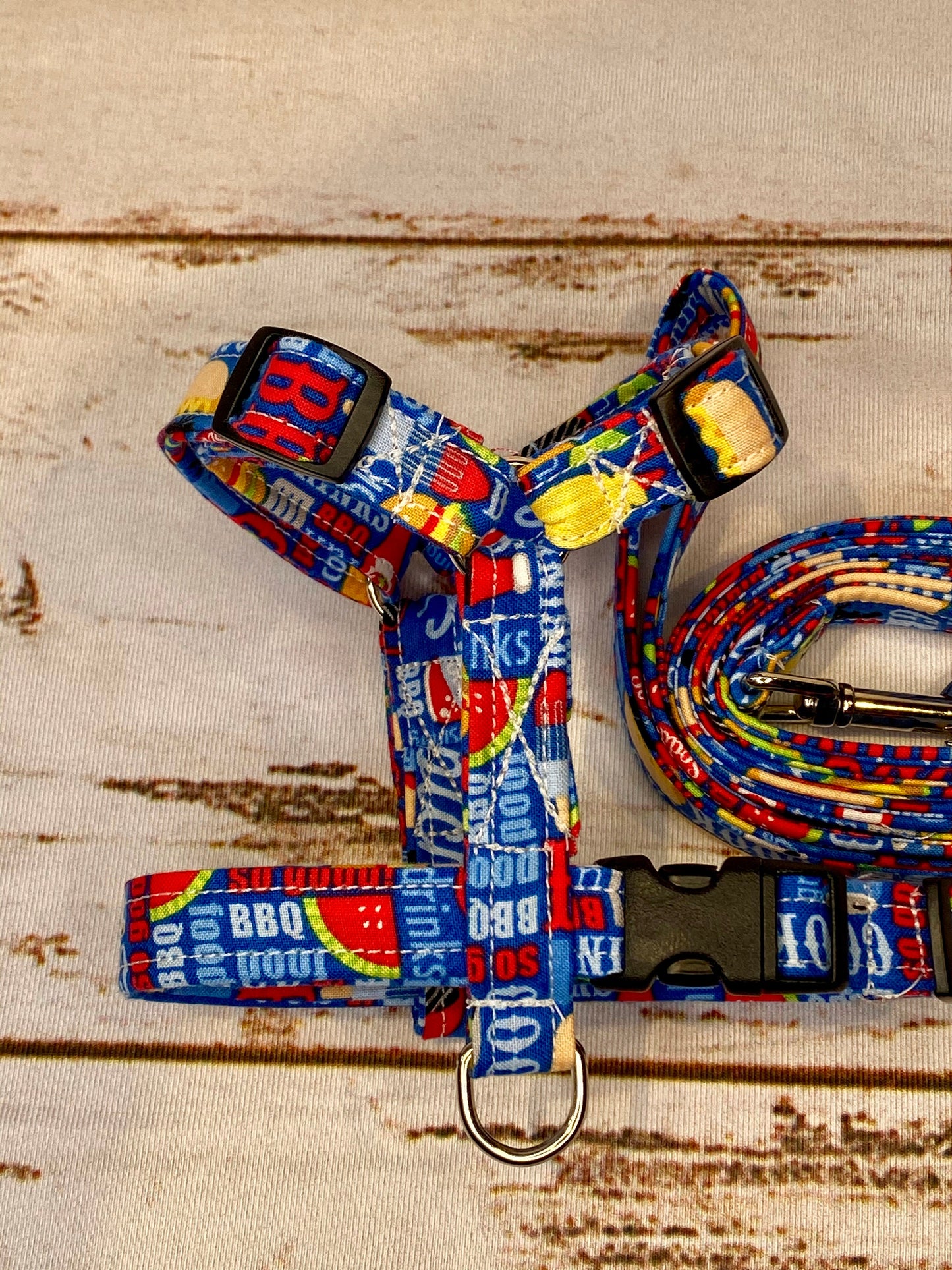 Dog harness, Harness and leash, step in harness, dog harness set, standard harness, roman dog harness, adjustable, blue dog harness, summer