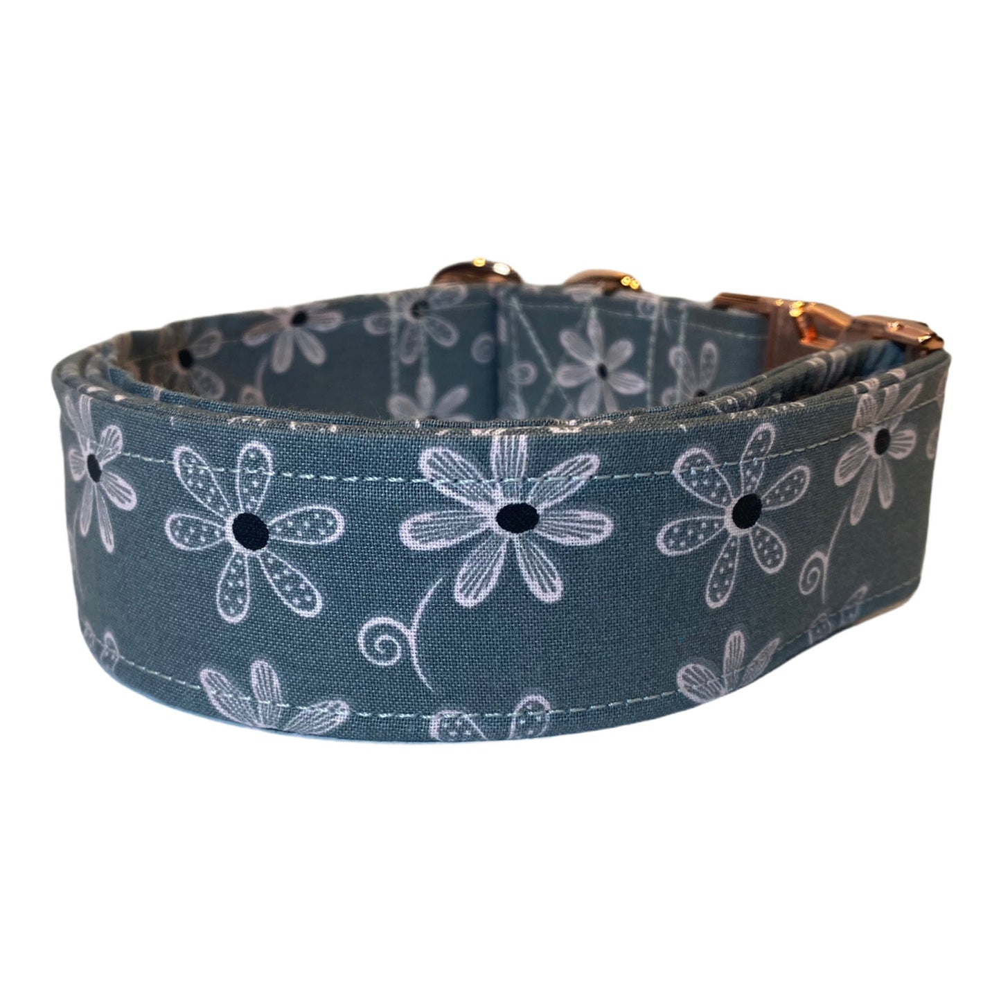 Gray floral dog collar, rose gold hardware, rose gold dog collar, side release dog collar, adjustable dog collar, washable dog collar, gray