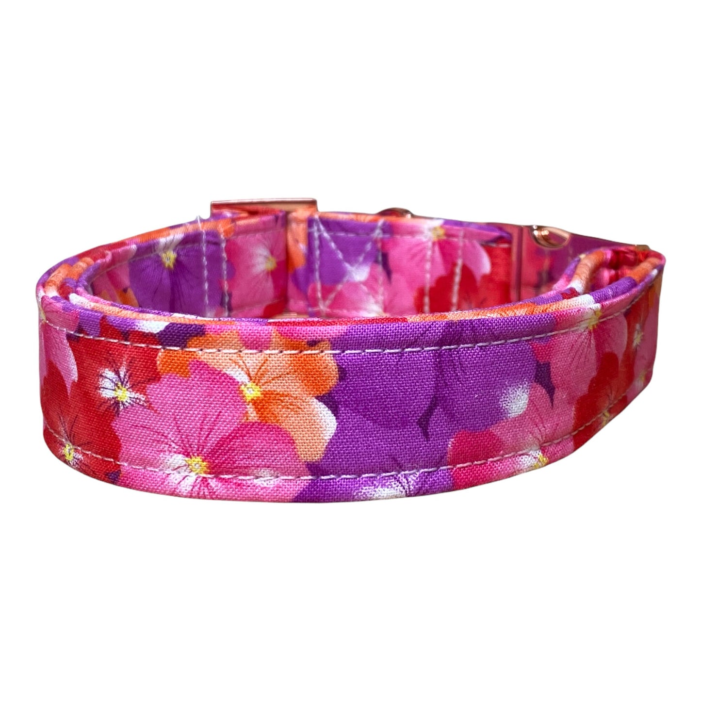 Floral dog collar, rose gold dog collar, side release collar, adjustable collar, washable dog collar, dog collar for girl, flowers, pink