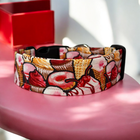 Ice cream, pies and donuts dog collar,  food collar, handmade side release dog collar