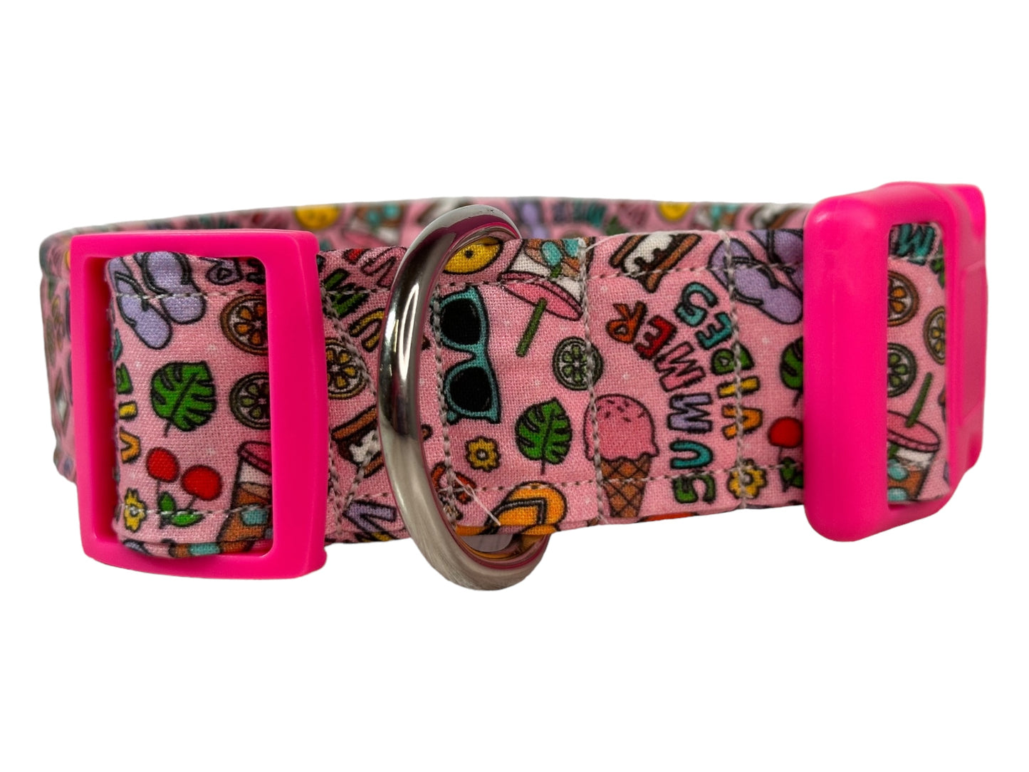 Summer Vibes Dog collar, handmade side release adjustable collar