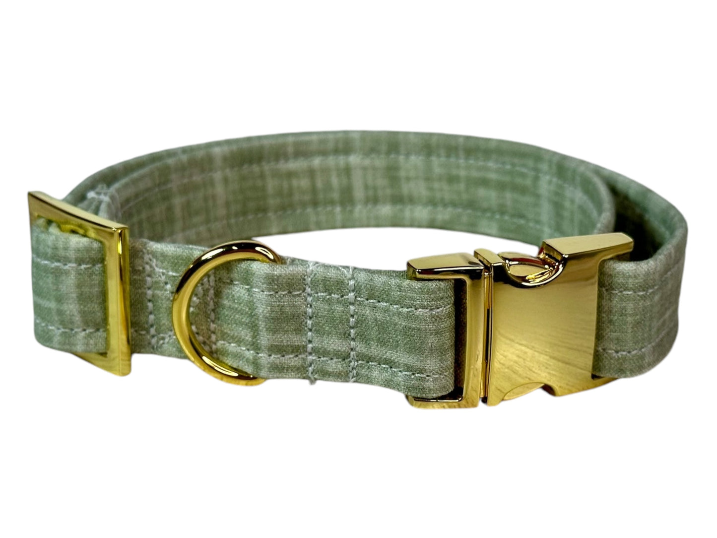 Personalized Engraved Sage Green Dog collar - Metal Side release dog collar