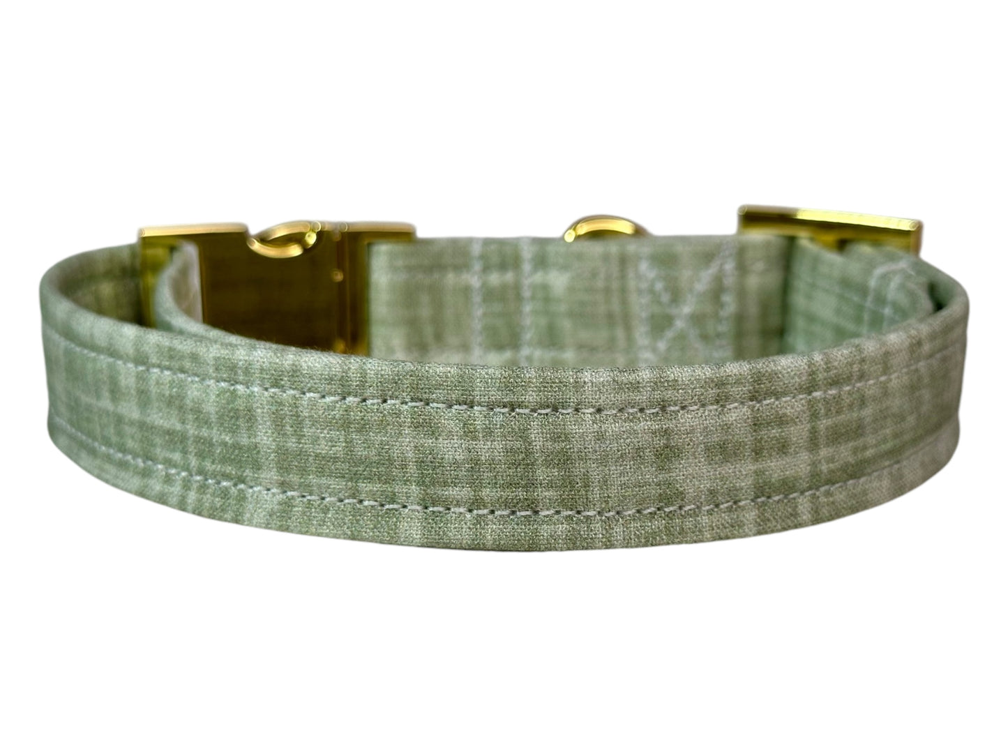 Personalized Engraved Sage Green Dog collar - Metal Side release dog collar