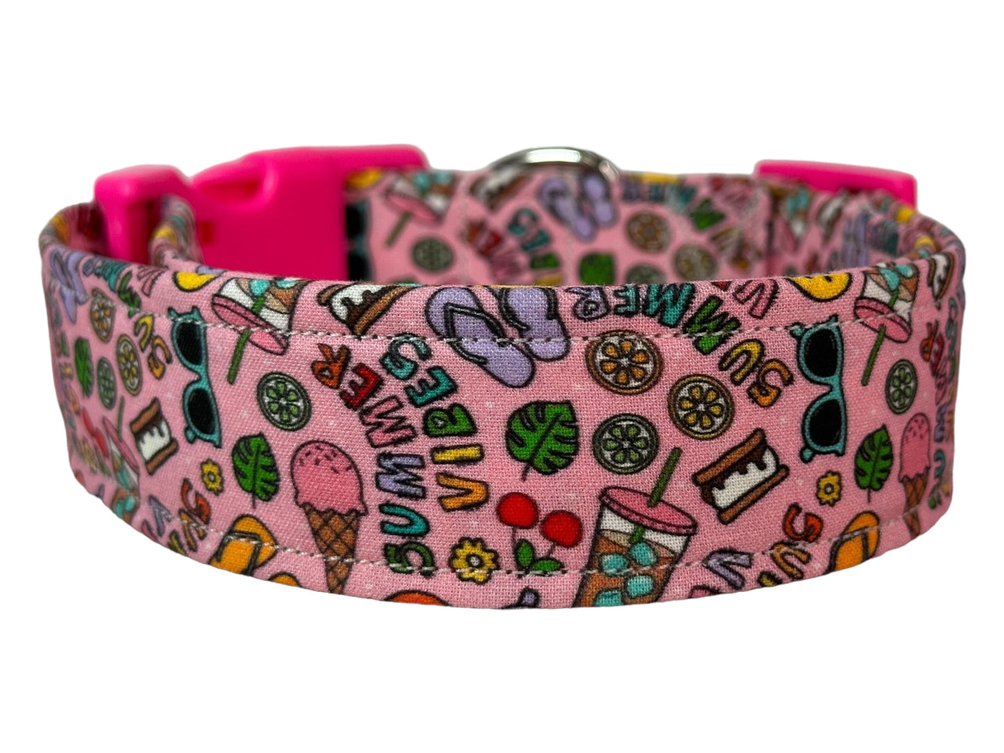 Summer Vibes Dog collar, handmade side release adjustable collar