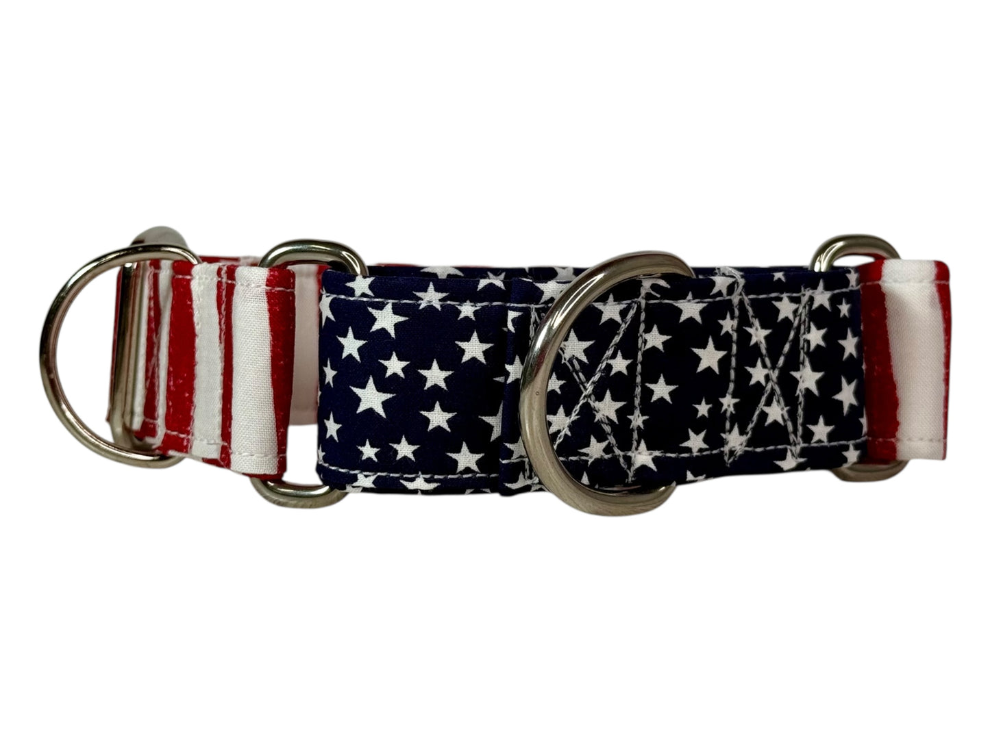 Stars and Stripes martingale dog collar - No buckle, gentle choke training collar