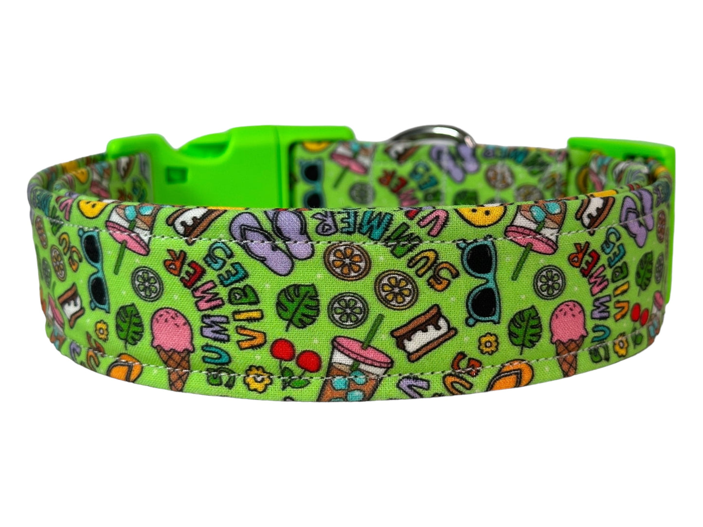 Summer Vibes Dog collar, handmade side release adjustable collar