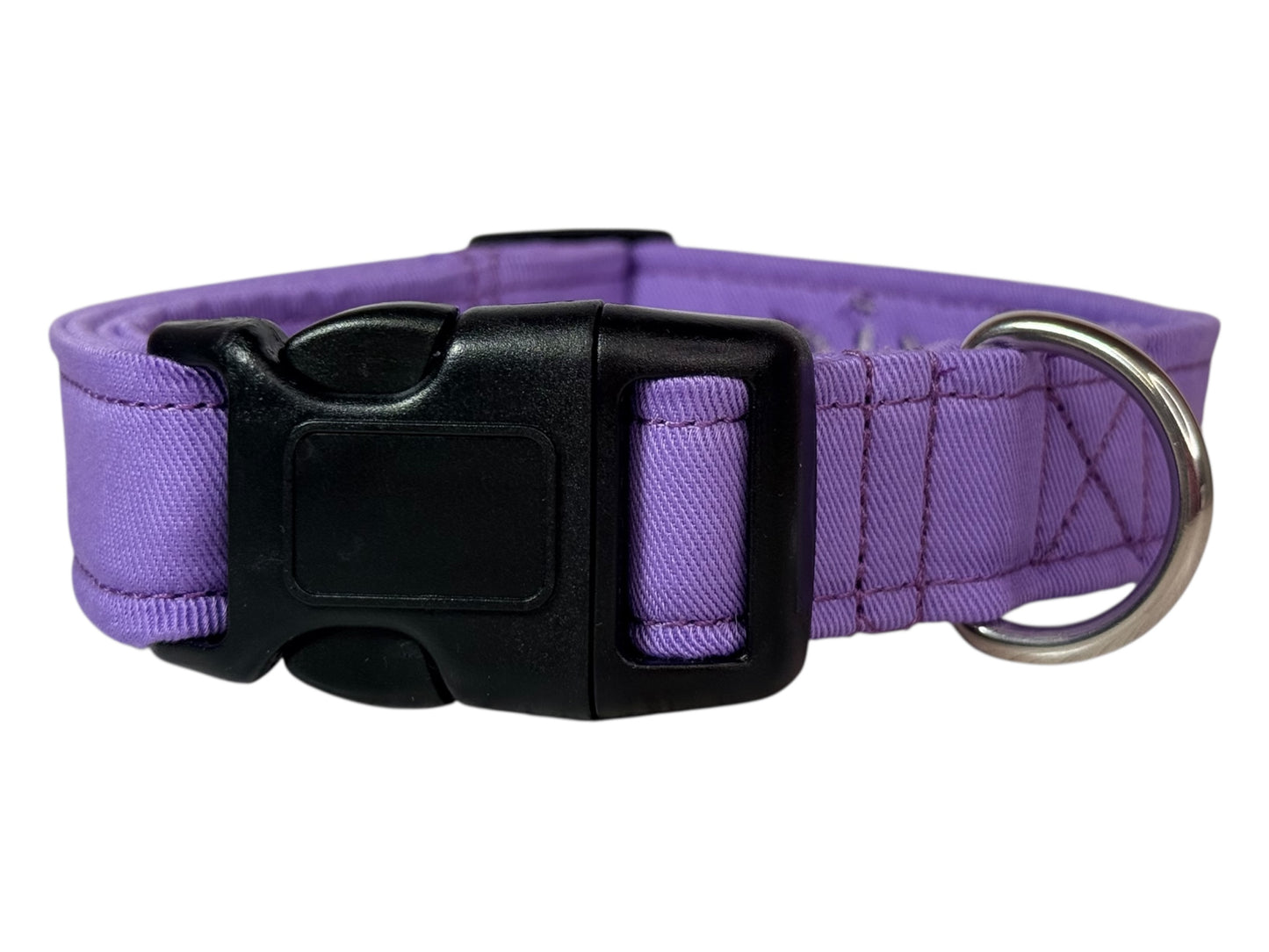 Lavendar embroidered cotton canvas side release adjustable dog collar, handmade, washable, personalized