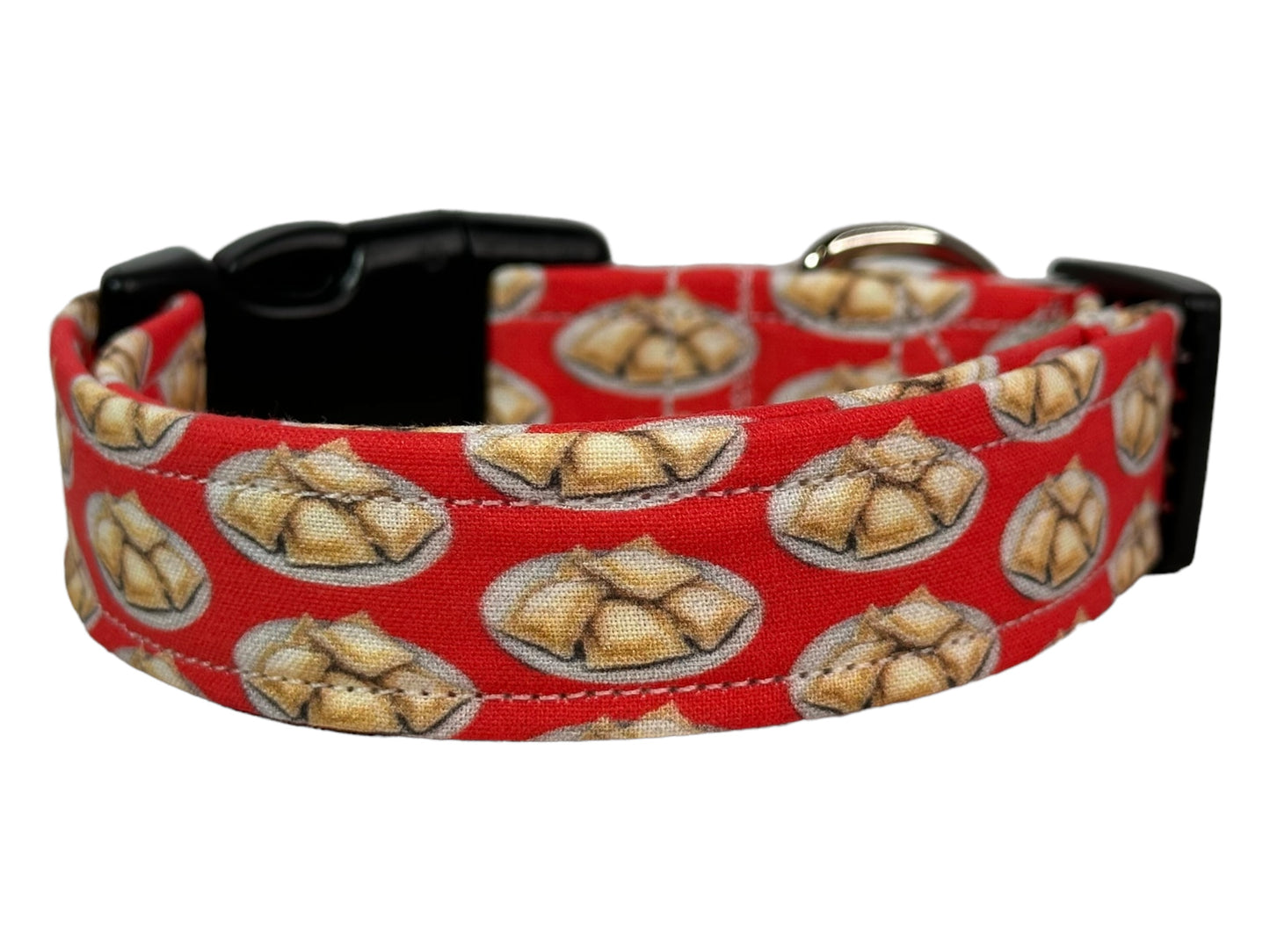 Ravioli dog collar - handmade side release dog collar