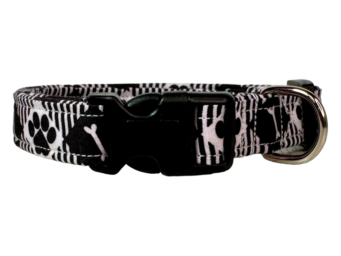 Paw print dog collar, handmade side release adjustable dog collar